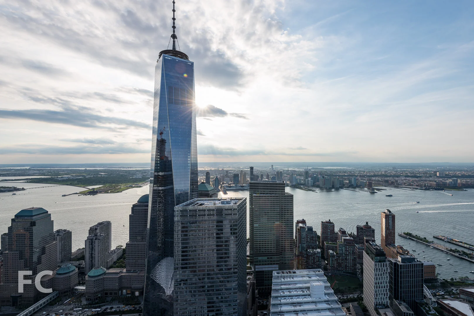 View of 1 World Trade Center and 7 World Trade Center from the penthouse.
