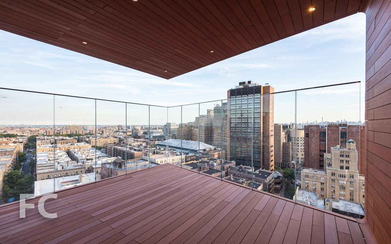 Looking southeast from an outdoor terrace on the 13th floor.