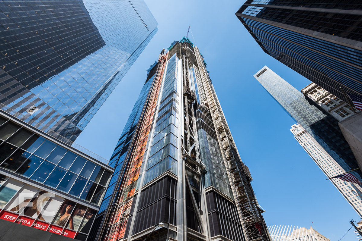 Southeast corner of 3 World Trade Center. 