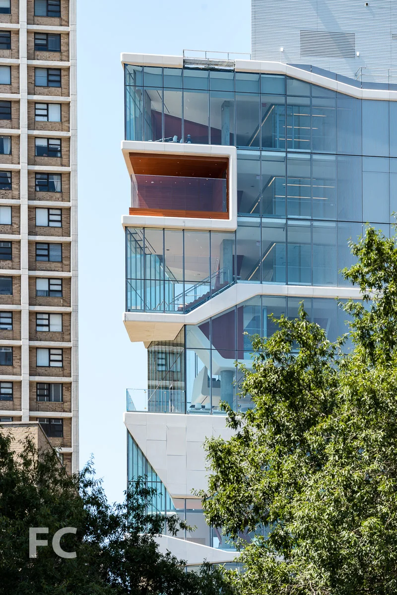 Close-up of the "Study Cascade" at the southeast corner.