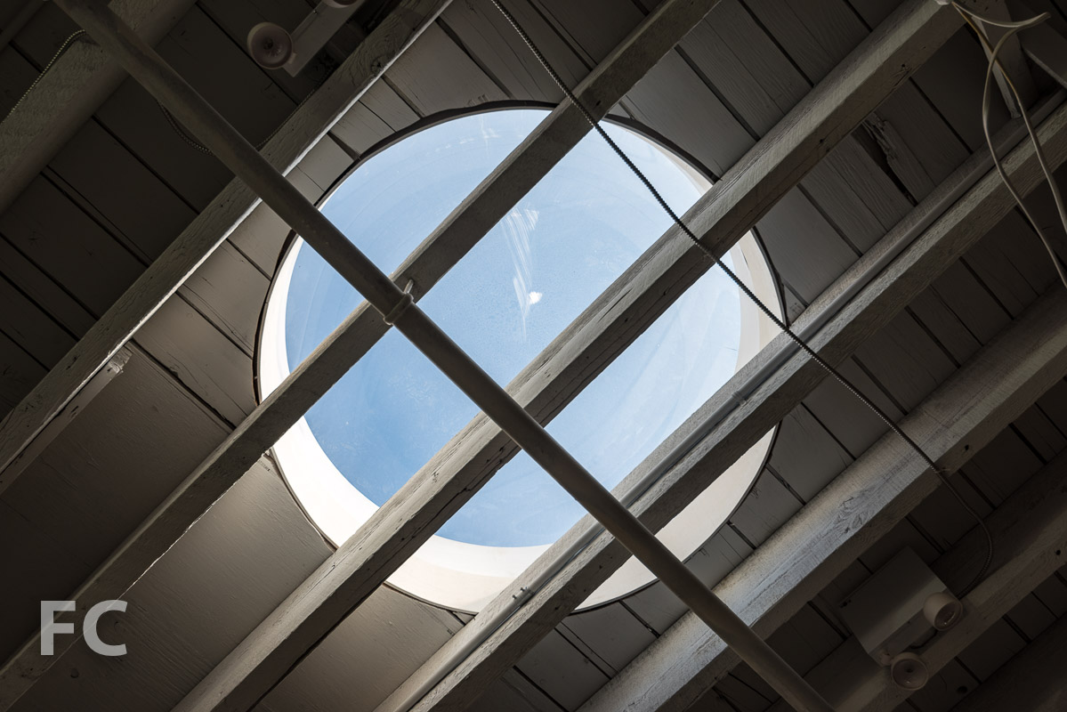 New skylight cut into the existing ceiling.