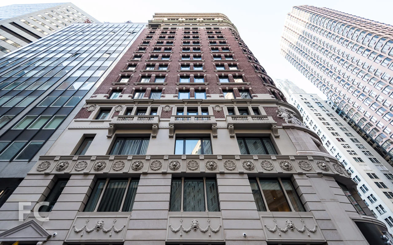 Looking up at the west facade from William Street.