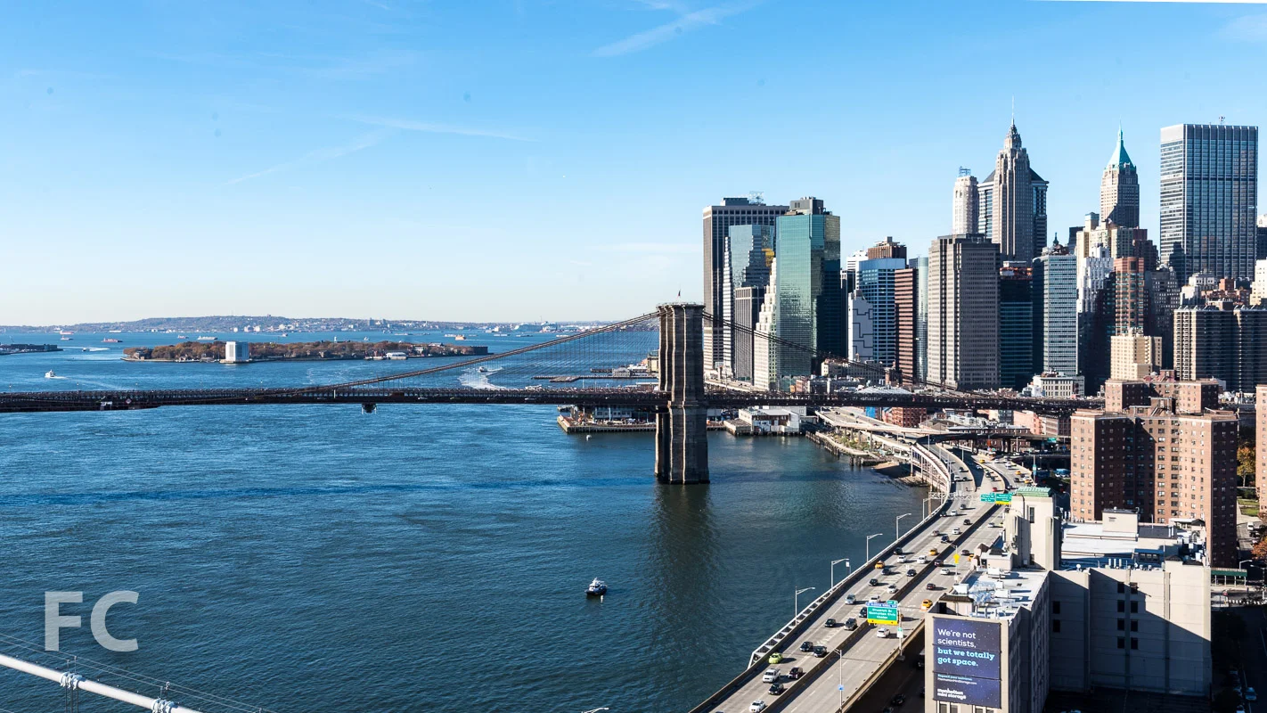 Governors Island and East River waterfront views from the residential tower.