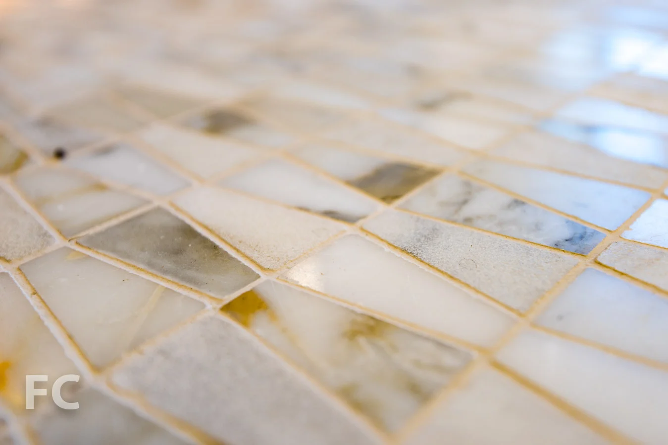 Master bathroom floor tile detail.