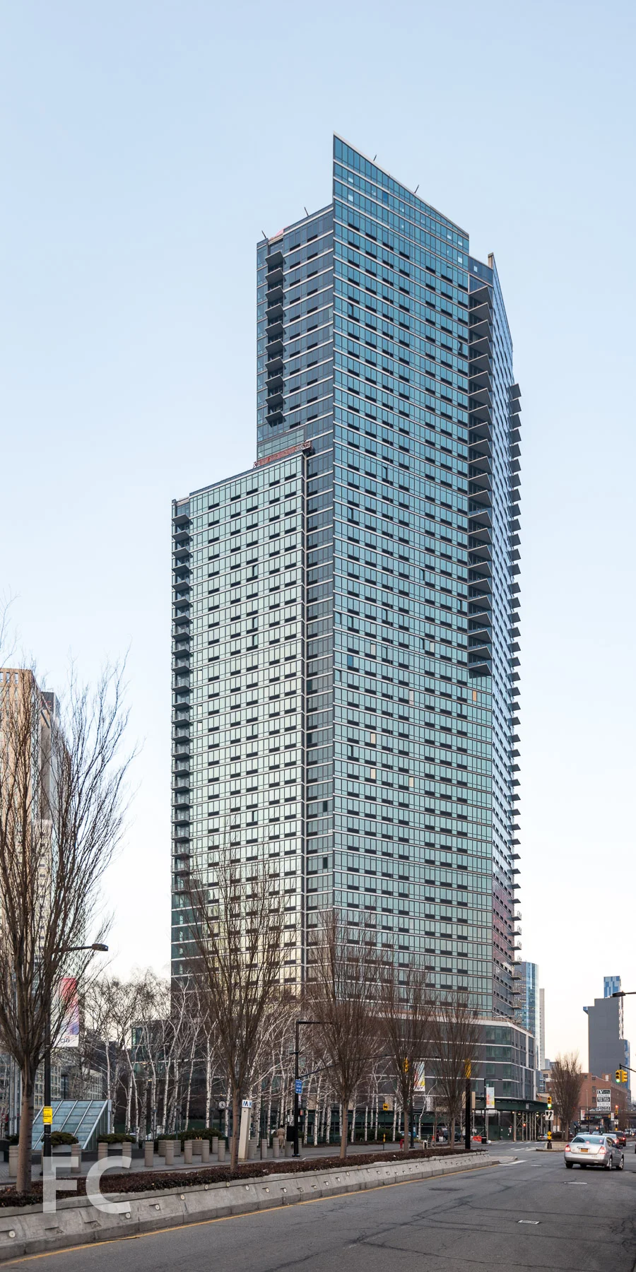 Southwest corner of The Hayden from Jackson Avenue.