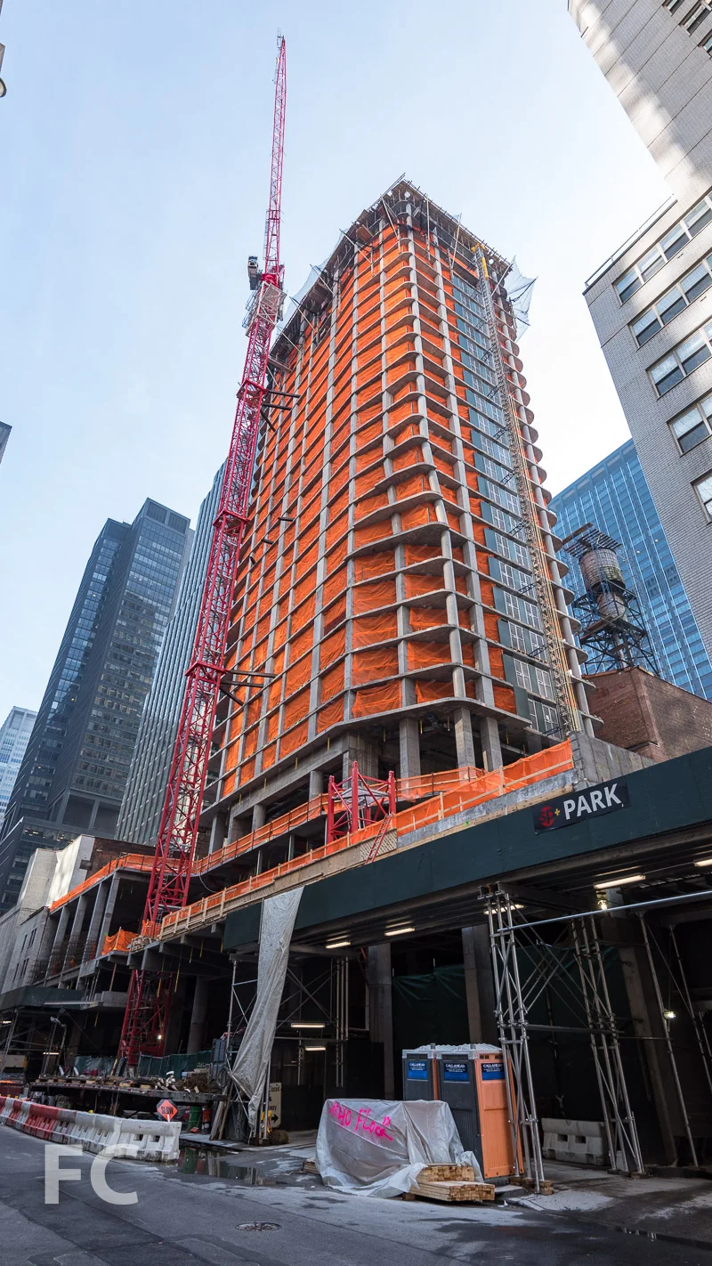 Northwest corner of the tower from West 53rd Street.