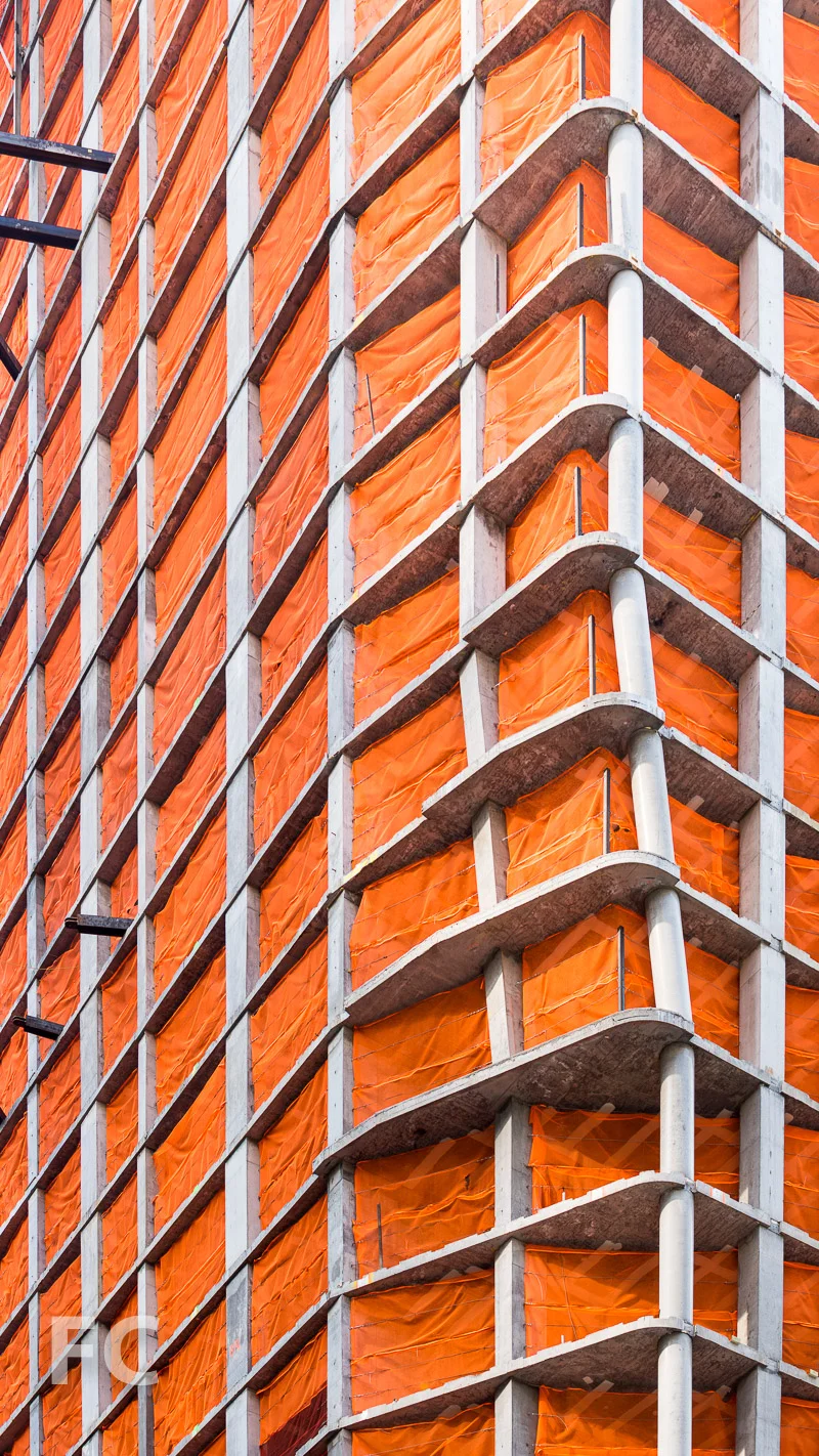 Northwest corner of the tower's concrete superstructure.