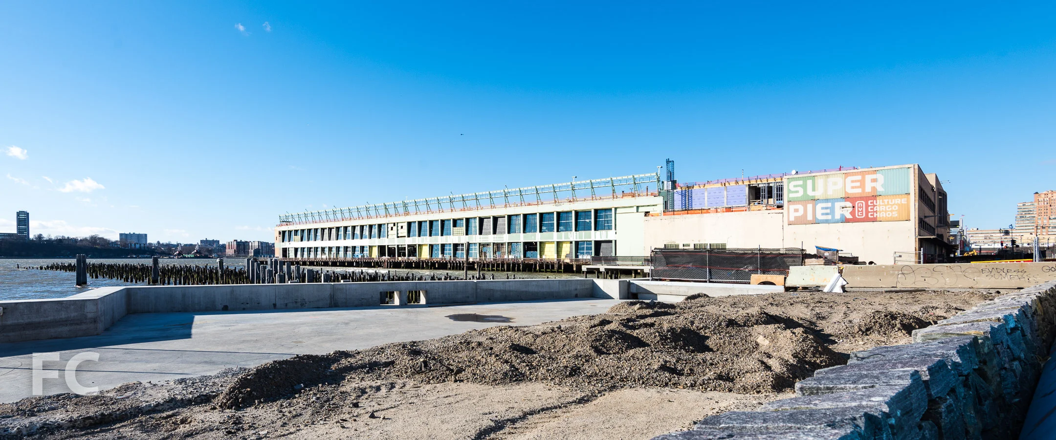South facade of the pier from the Hudson River Greenway.