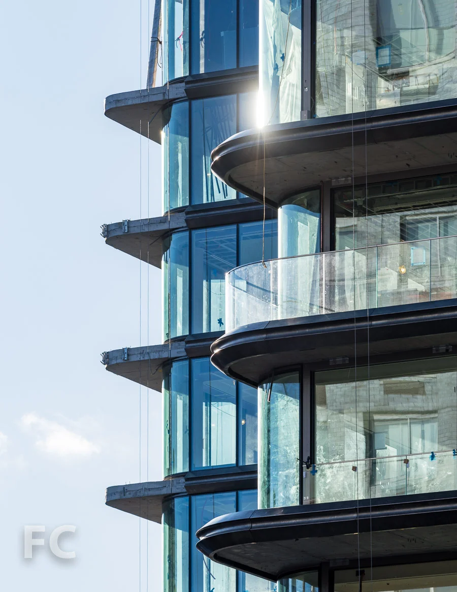 Close-up of the balconies at the southeast corner.