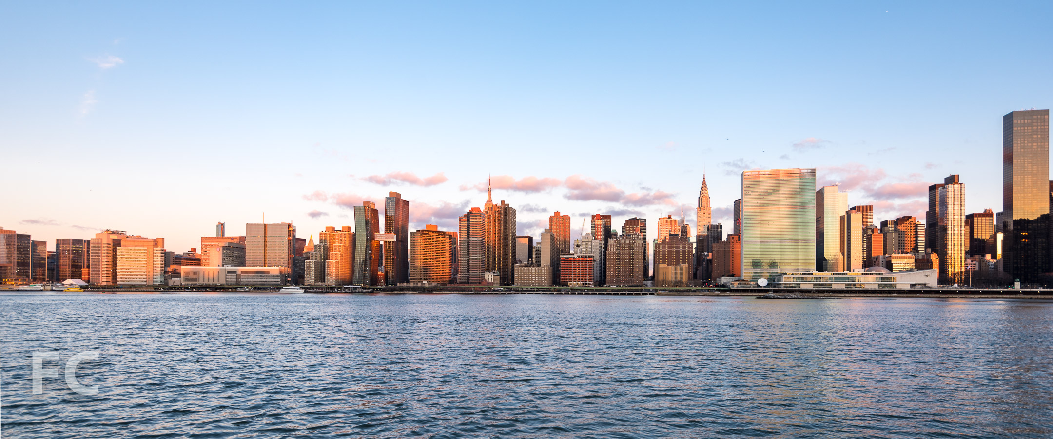 The American Copper Buildings amongst the Manhattan skyline.