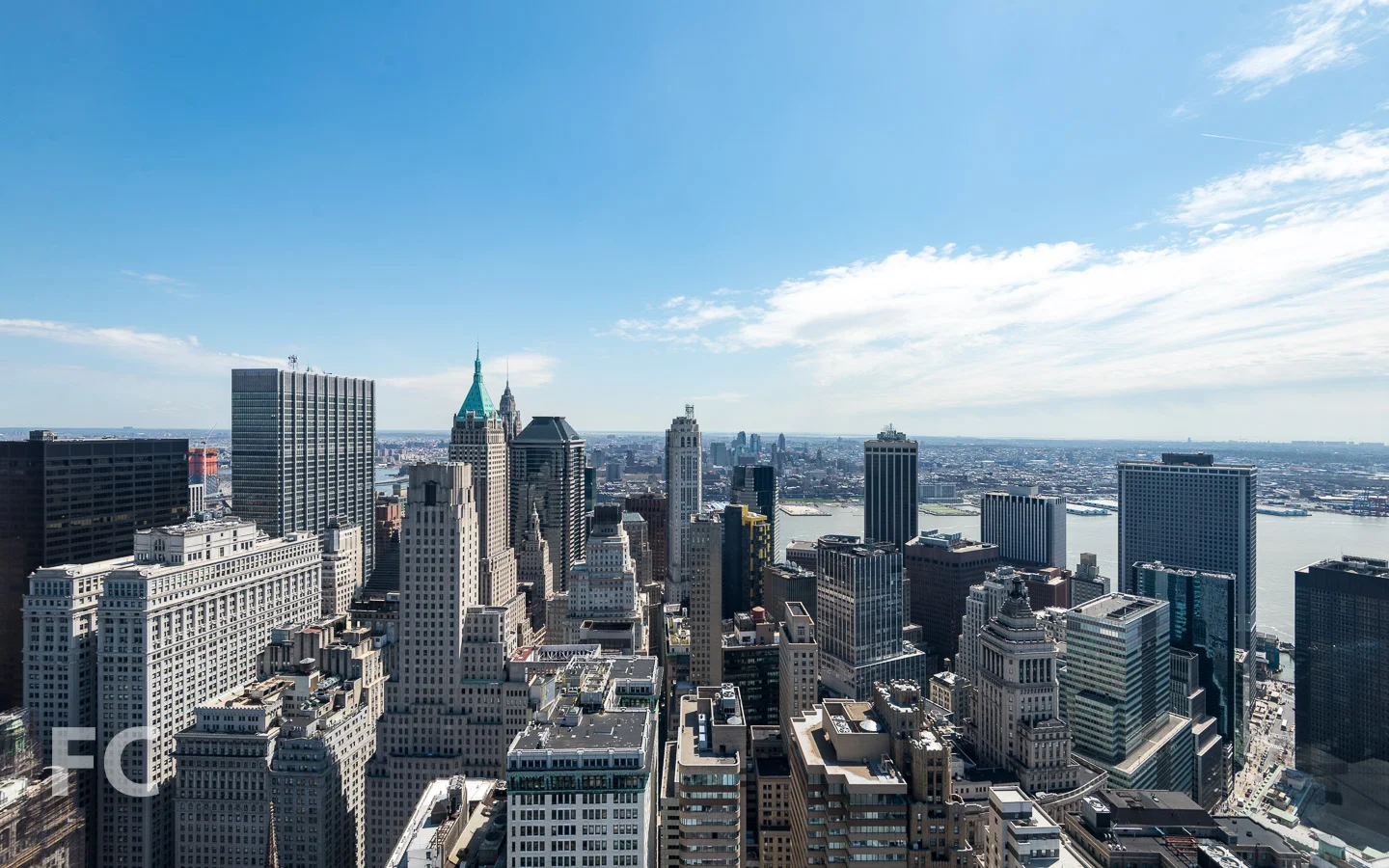 View east towards Lower Manhattan and Brooklyn from the rooftop terrace.