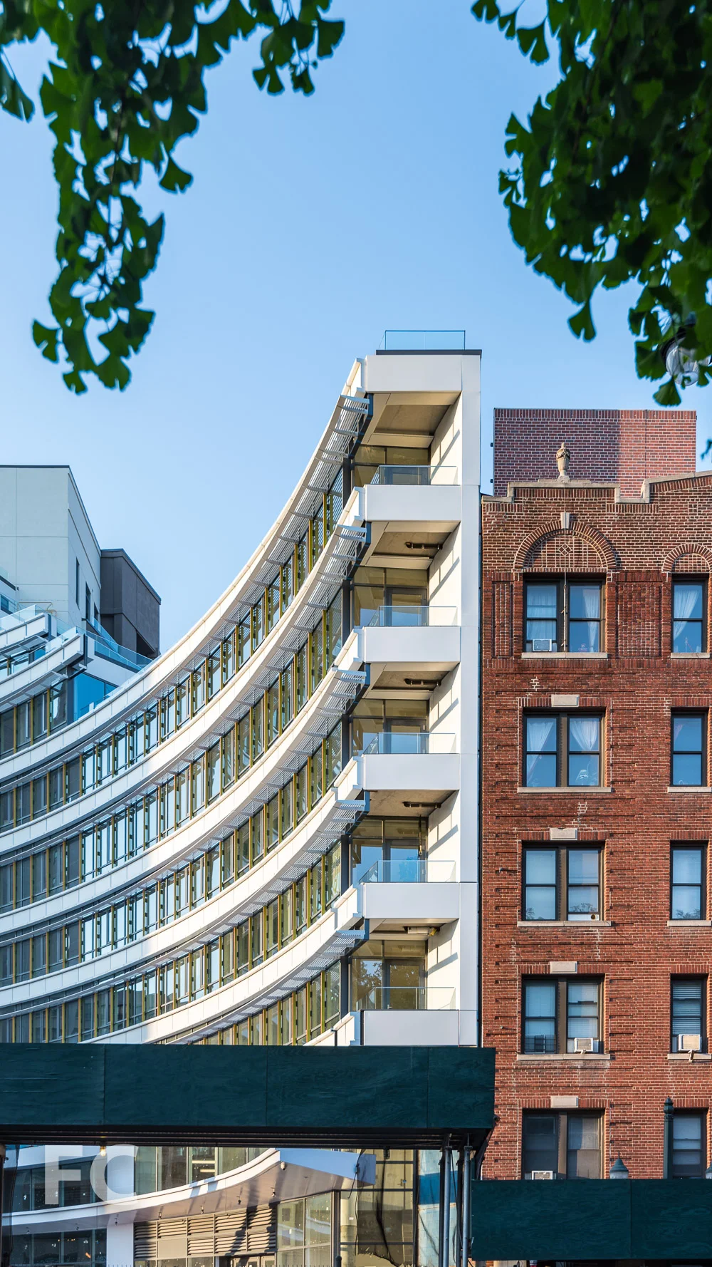 Balconies at the southeast corner.