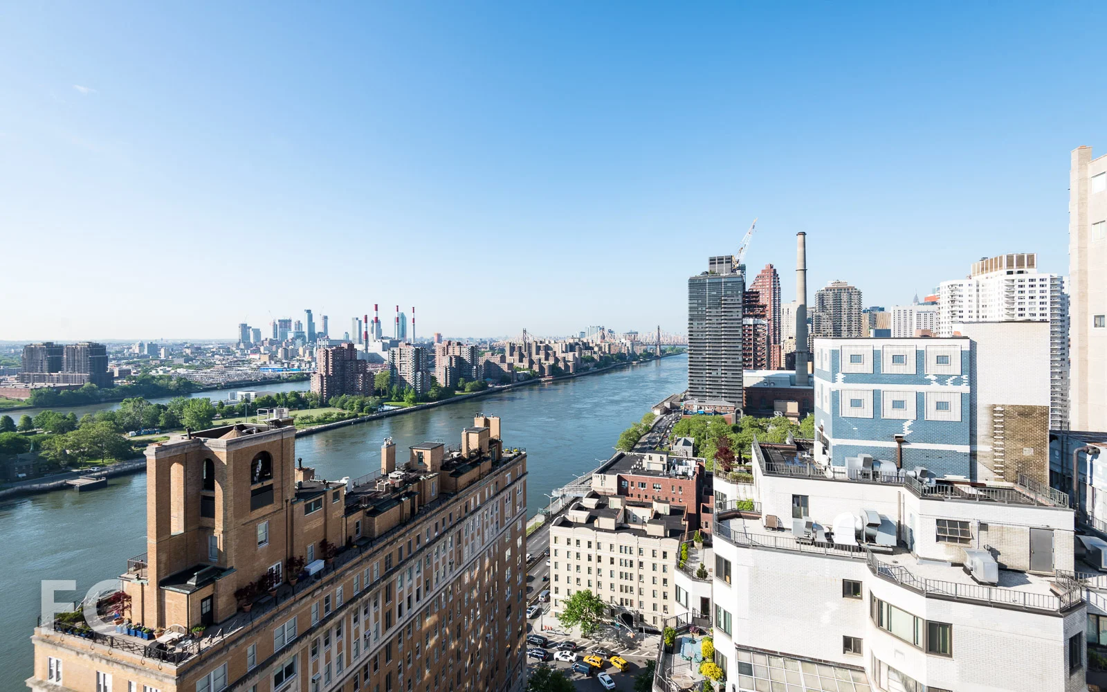 View to the southeast from the rooftop terrace.