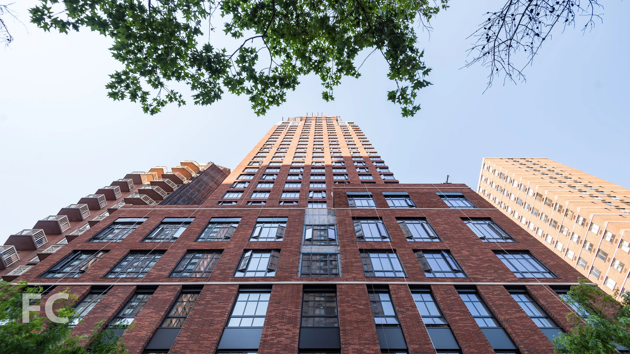 Looking up at the north façade from East 95th Street.