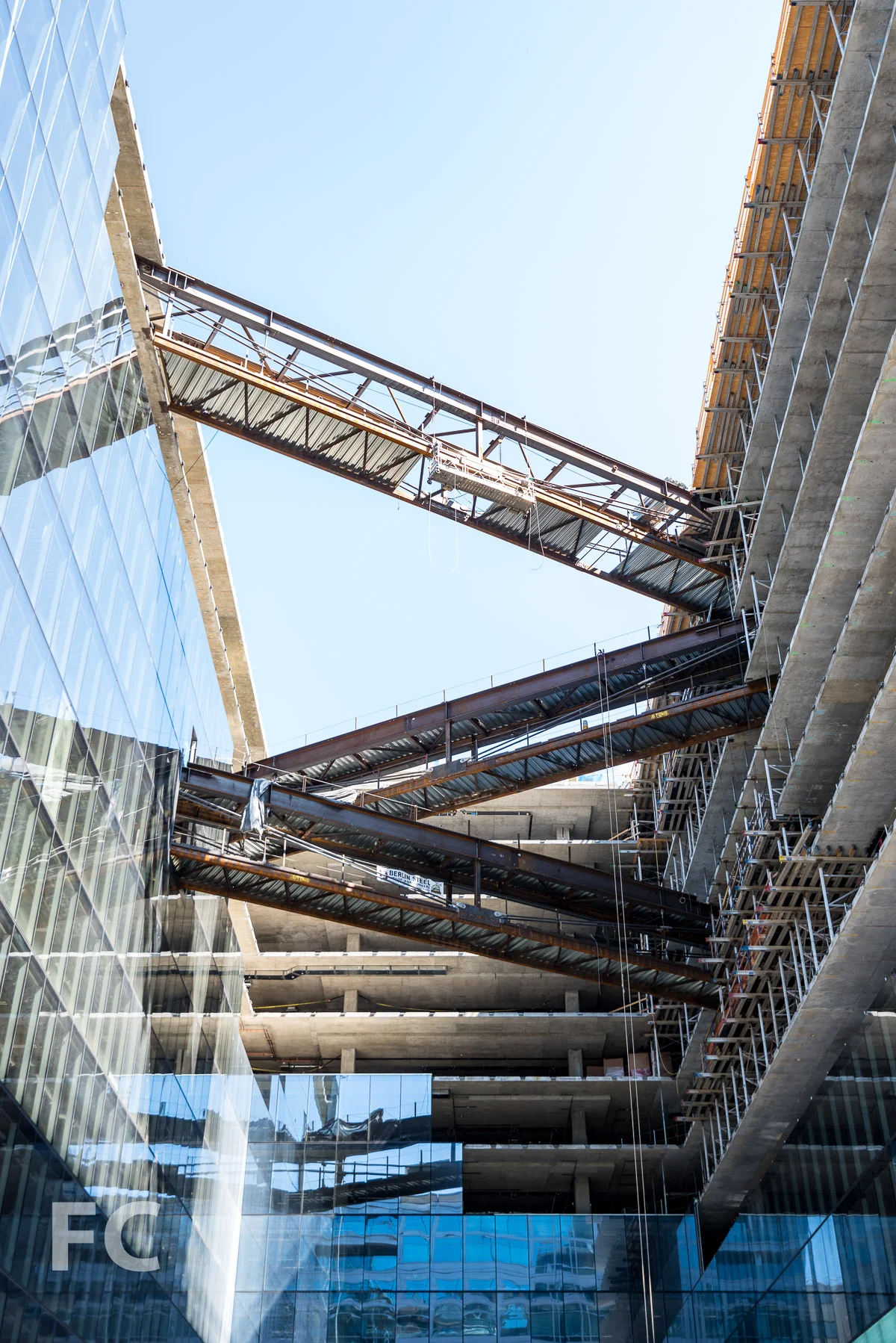 Pedestrian bridges connecting the east and west tower.