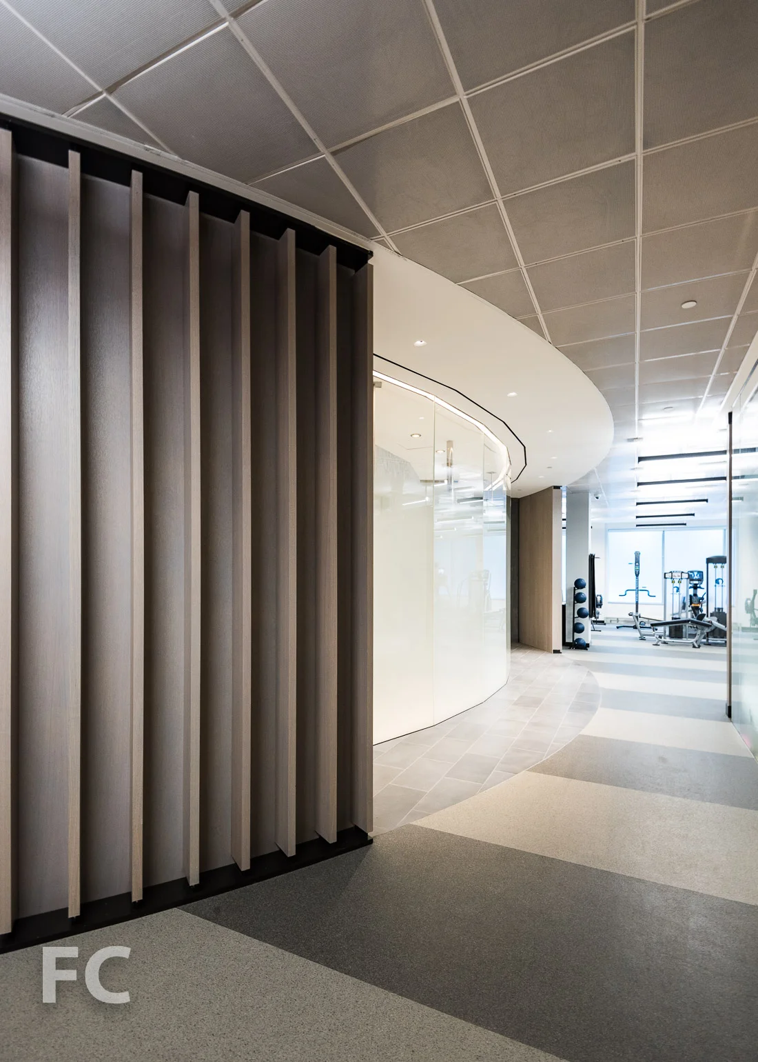 Fitness center entry.