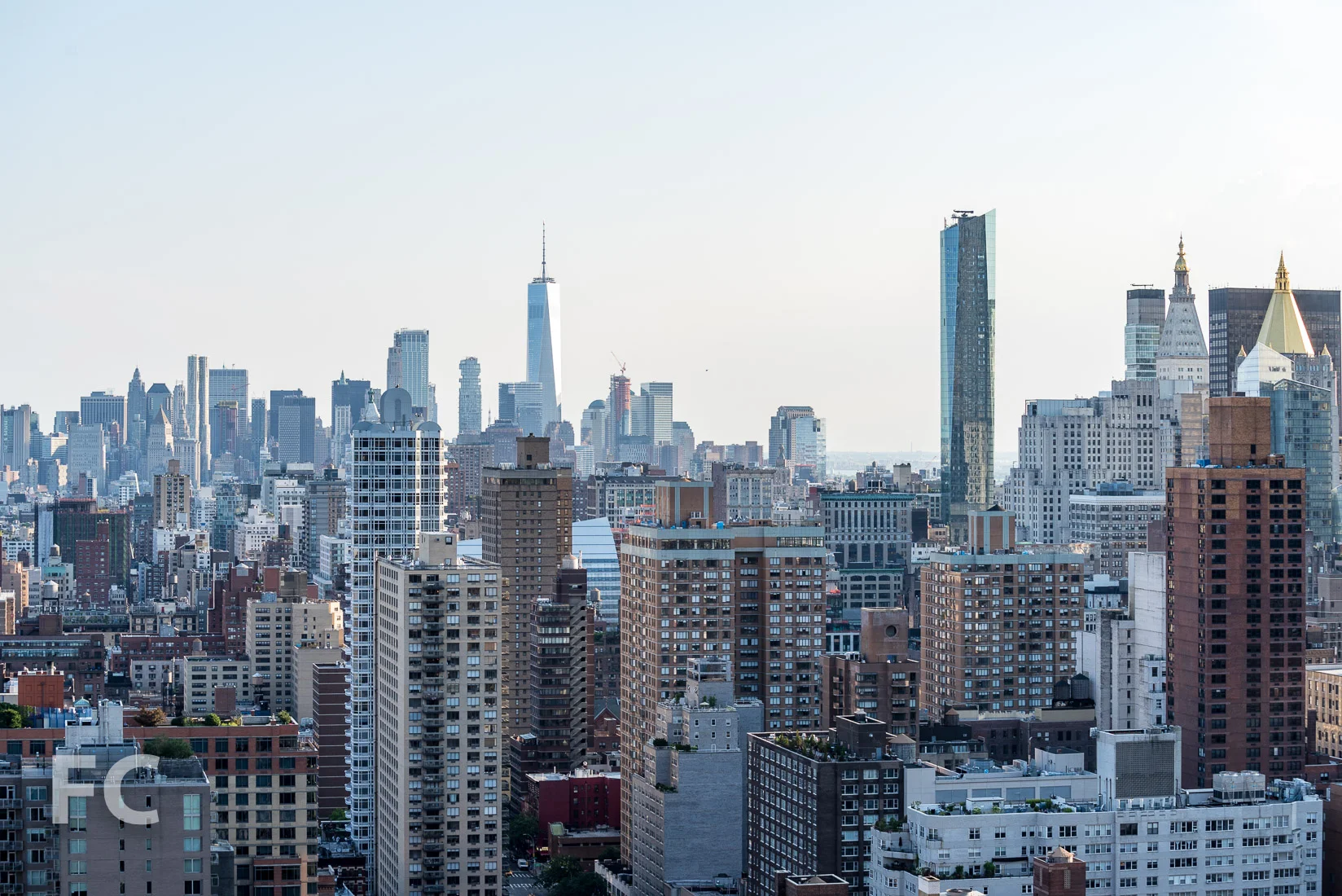 View south towards Lower Manhattan from the rooftop terrace.