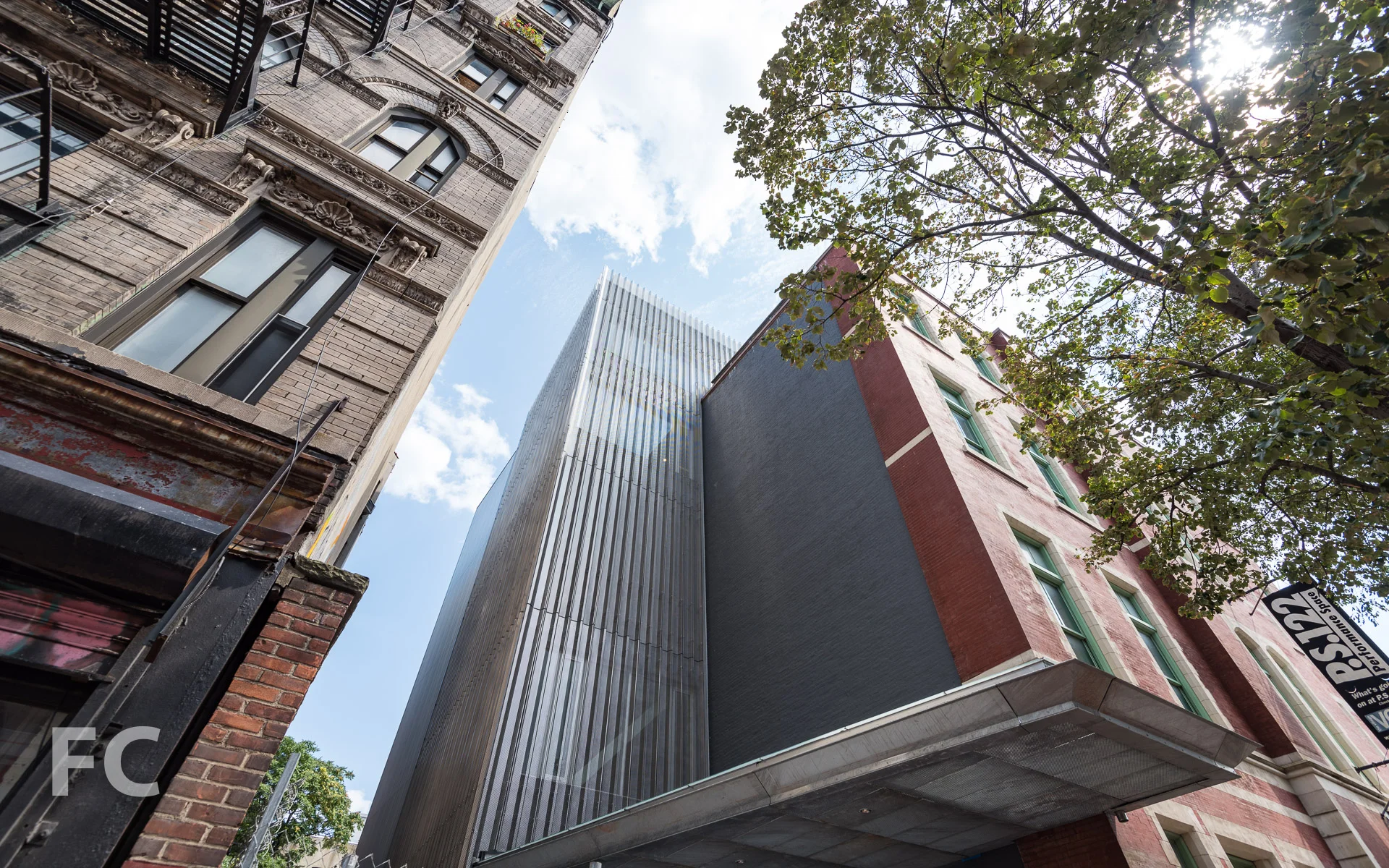 Looking up at the northwest corner of the new addition.