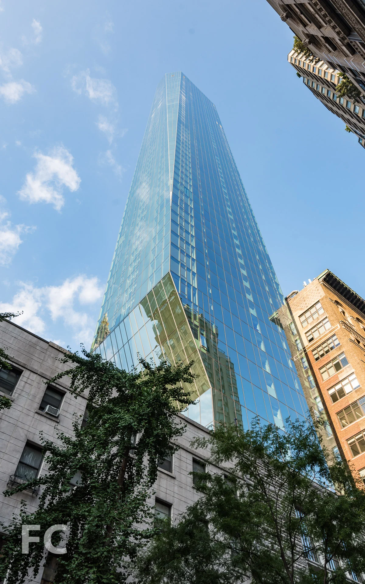 Looking up at the southwest corner of the tower from East 22nd Street.