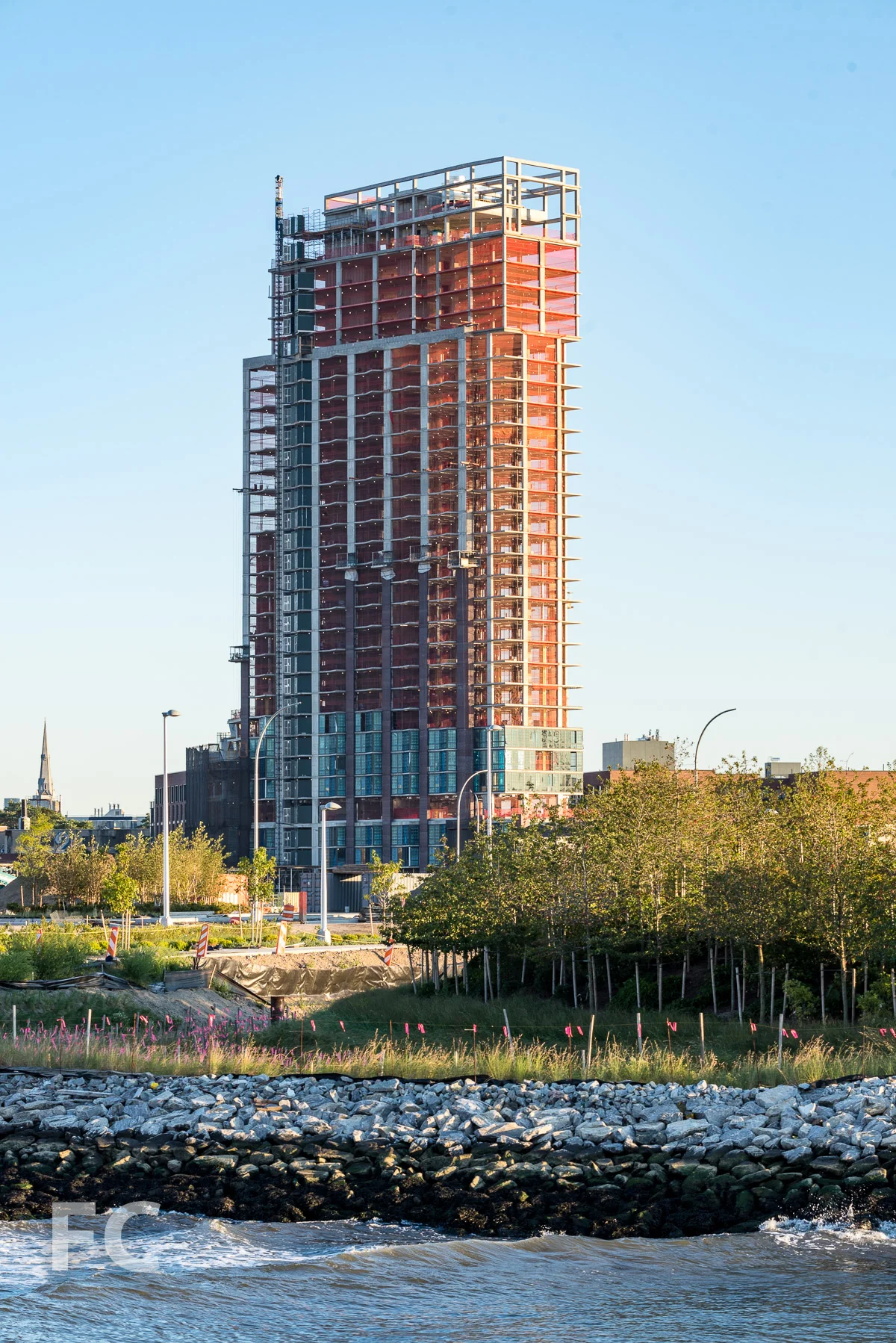 Northeast corner of 37 Blue Slip with Hunters Point South Park in the foreground.