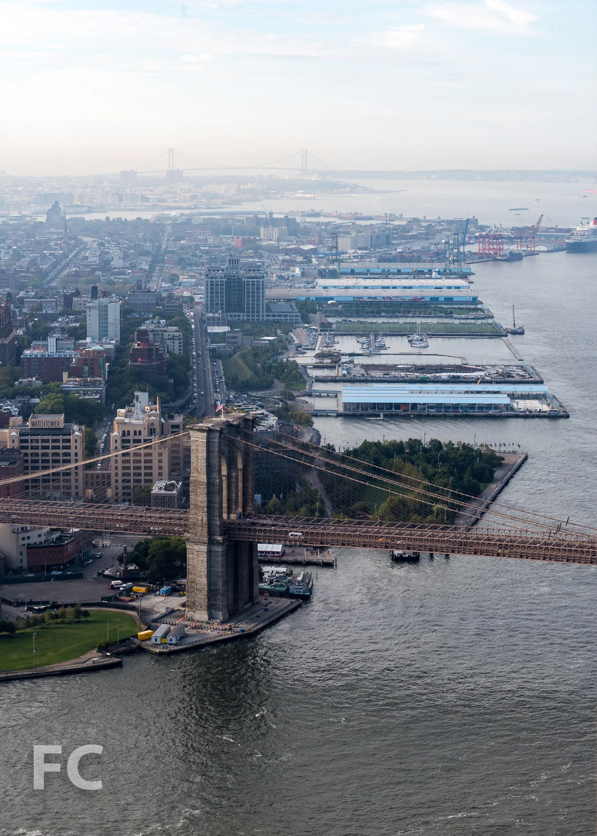 View southwest towards Brooklyn Bridge Park and Brooklyn Heights from the 58th floor.