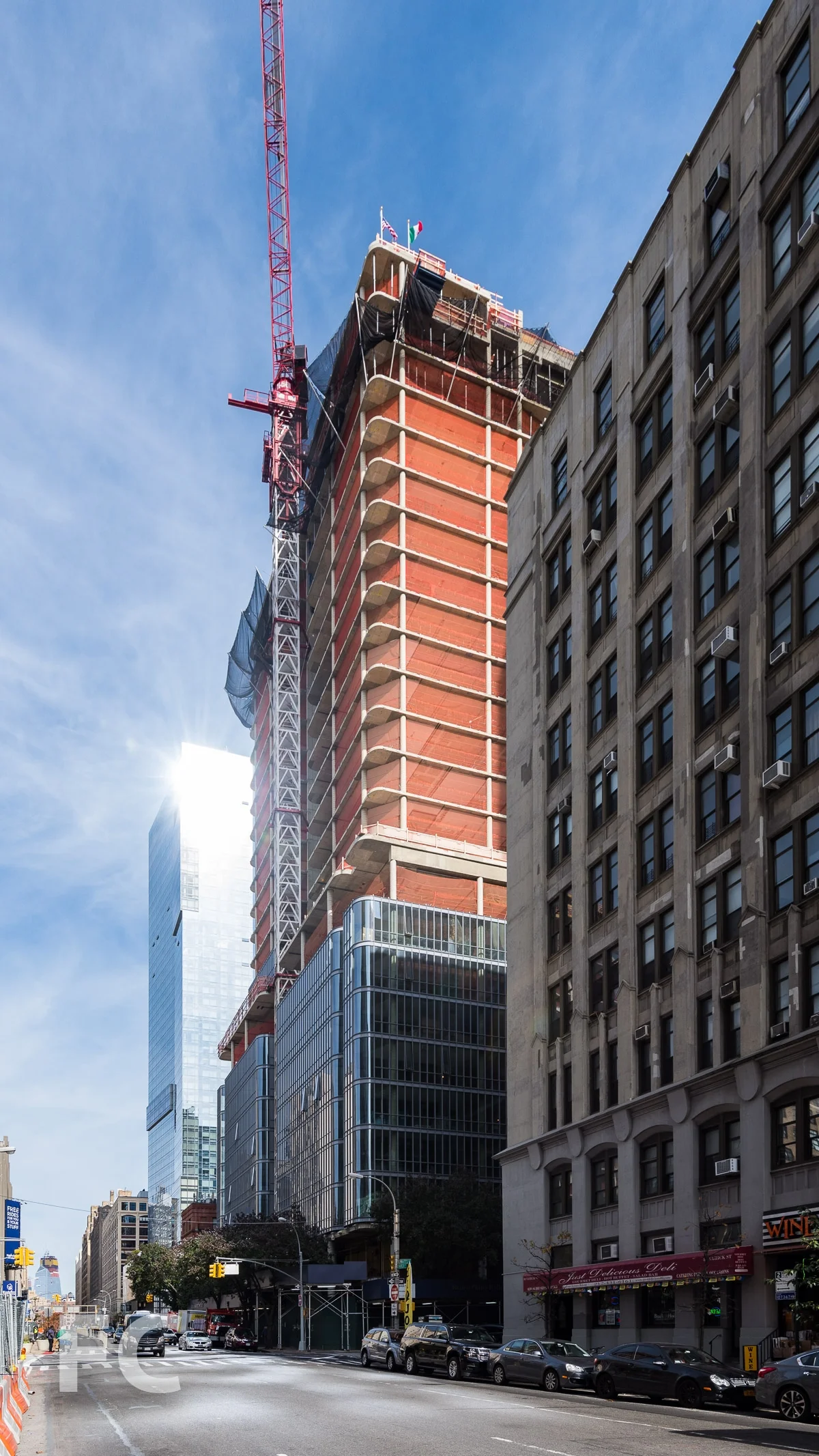 Southwest corner from Varick Street.