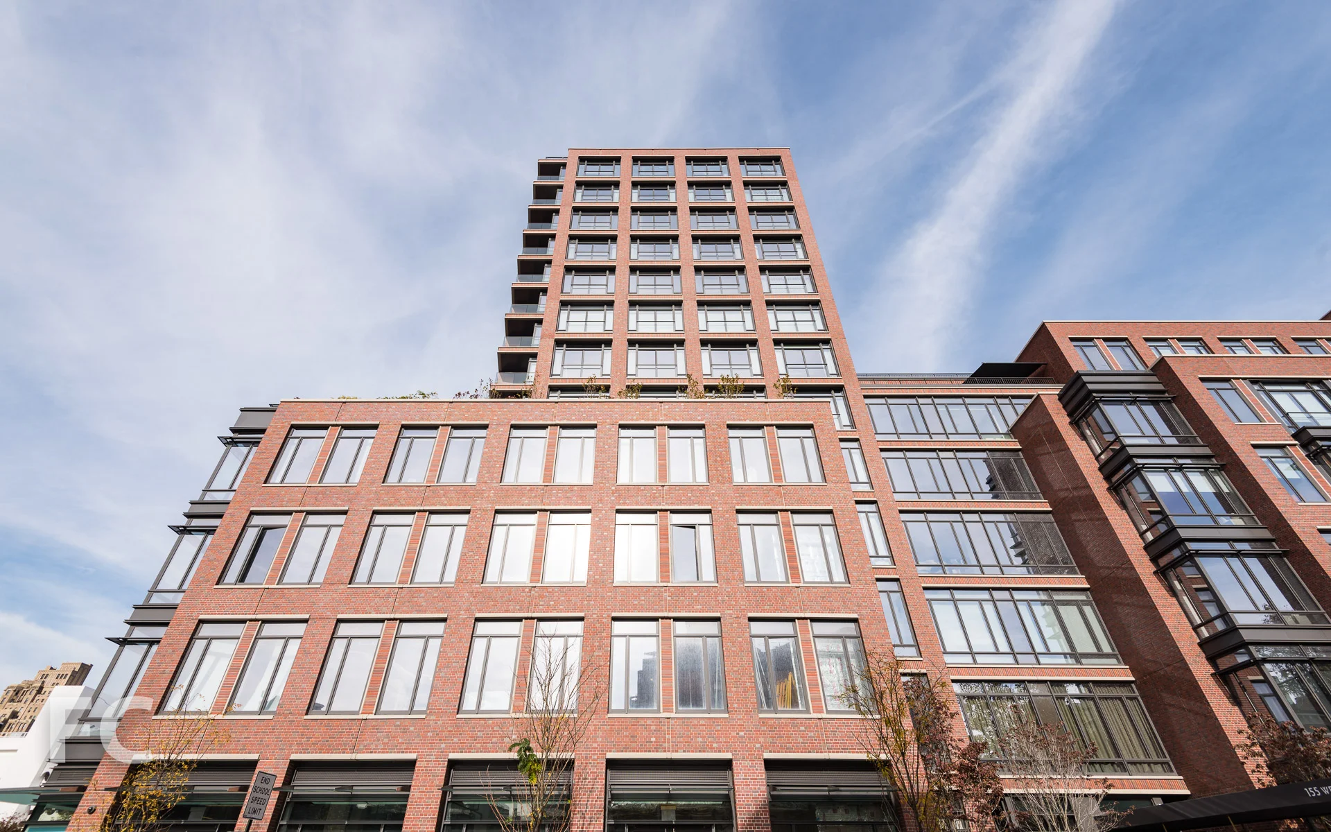 Looking up at the south facade of 155 West 11th Street.