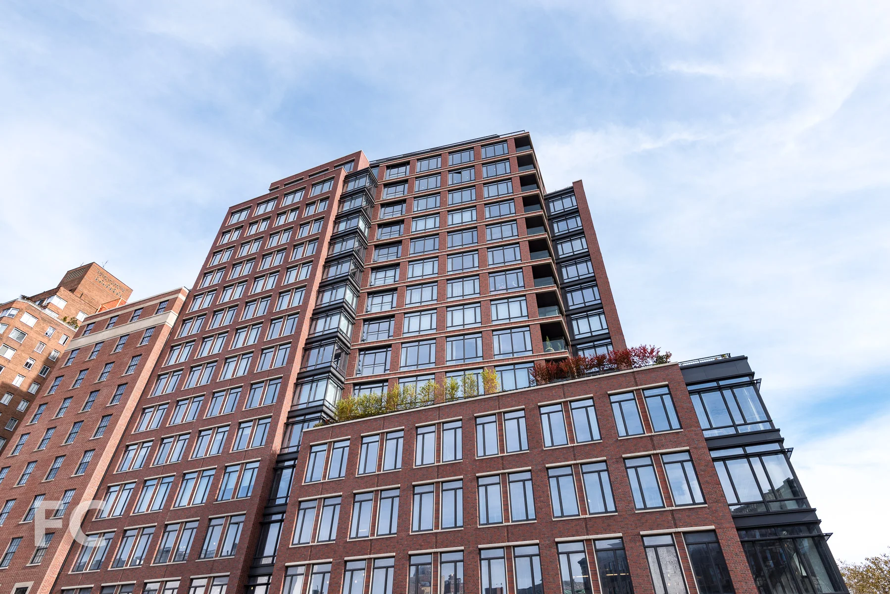 Looking up at the west facade of 155 West 11th Street