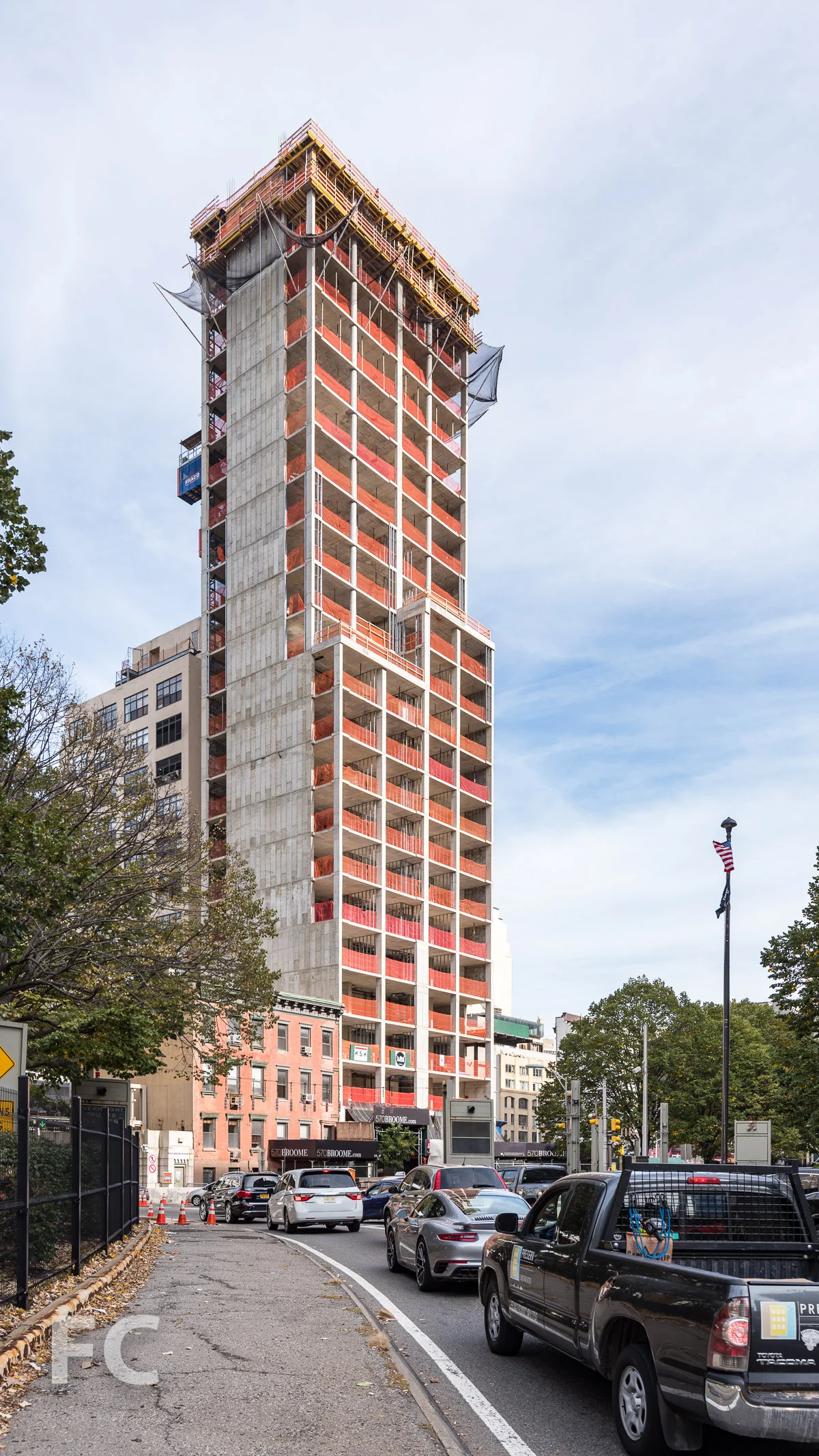 Southwest corner of the tower.