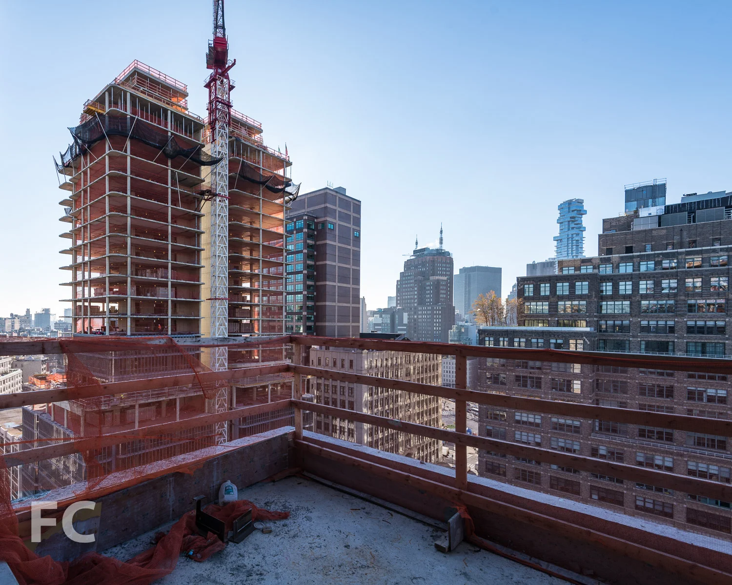 View to the southeast from a private terrace.