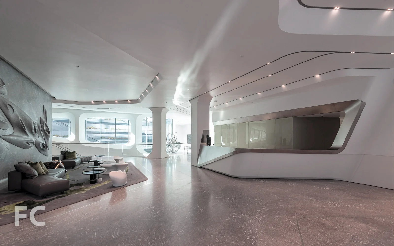 Residential lobby.