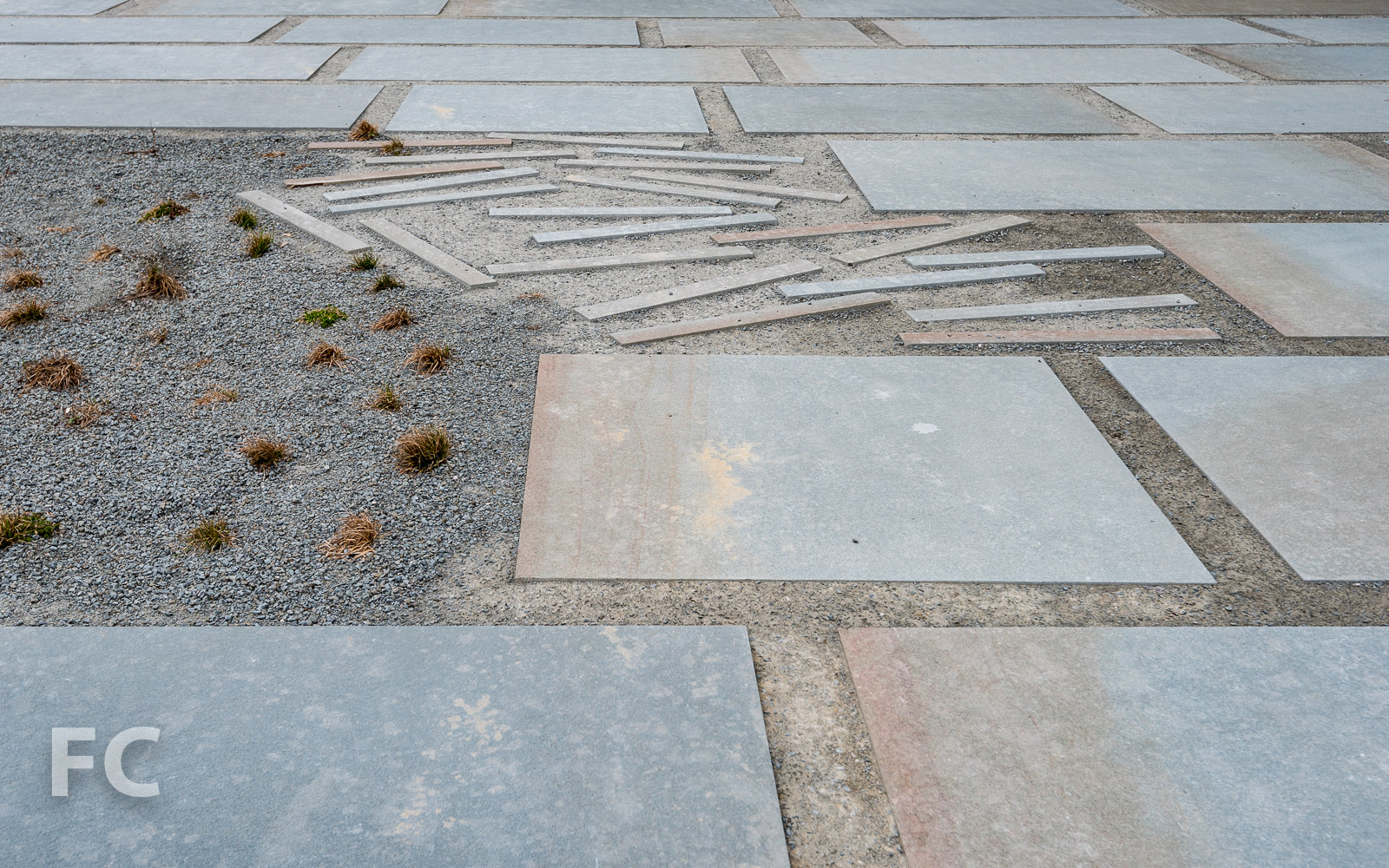 Pavers and landscaping at the north entry.