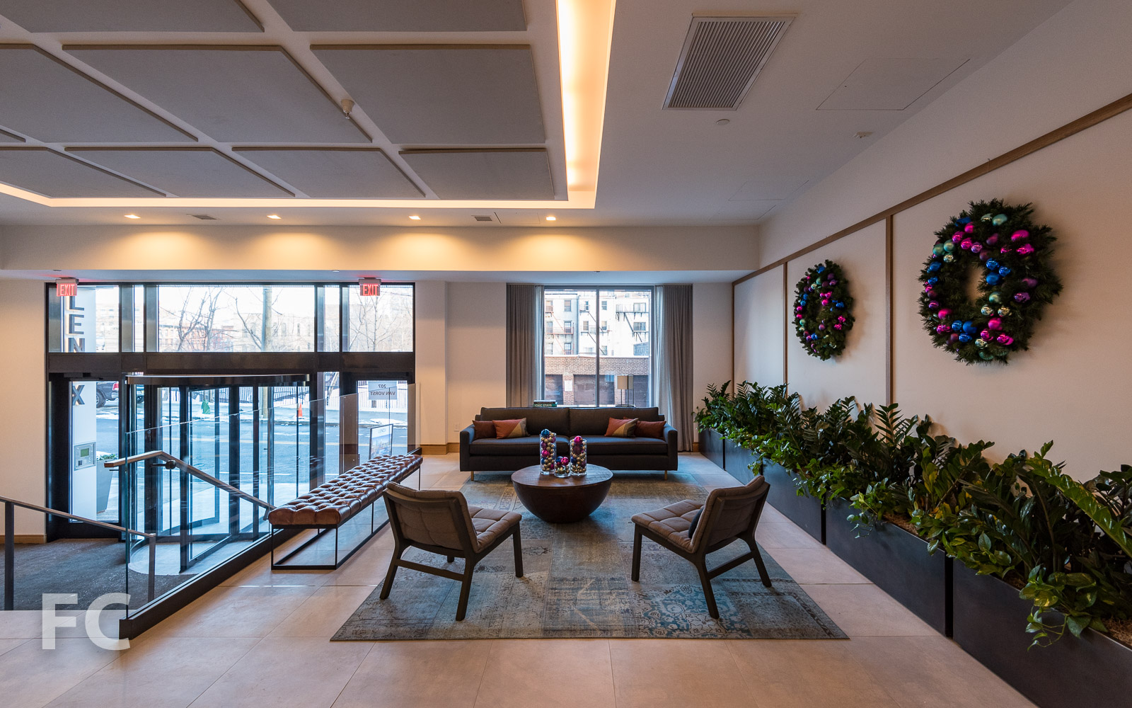 Residential lobby.