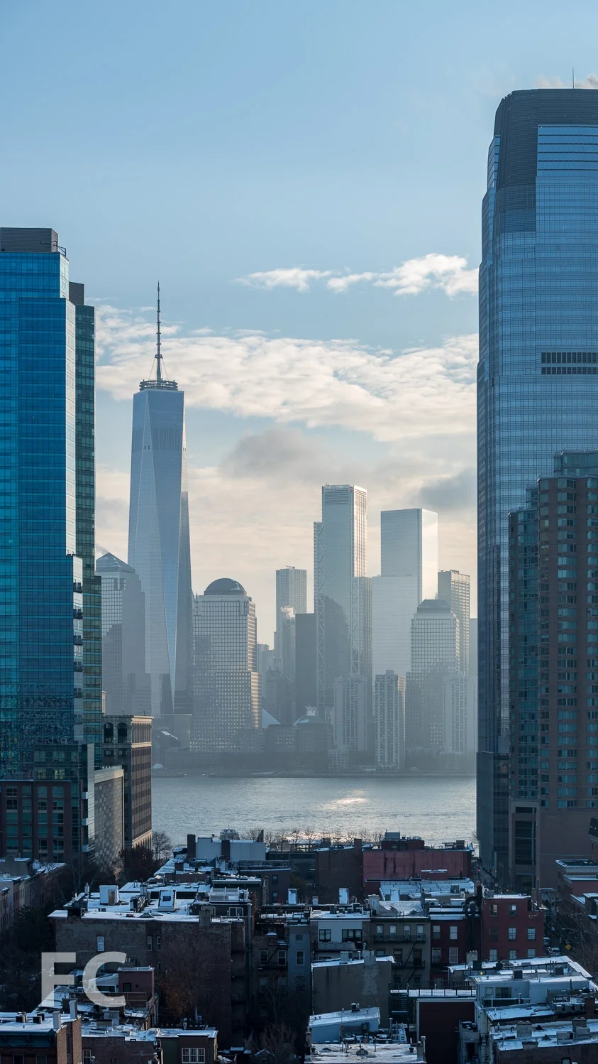View of Lower Manhattan from the rooftop terrace.