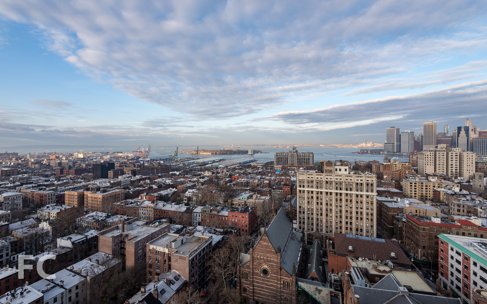 View west towards the Brooklyn waterfront from the future rooftop terrace.