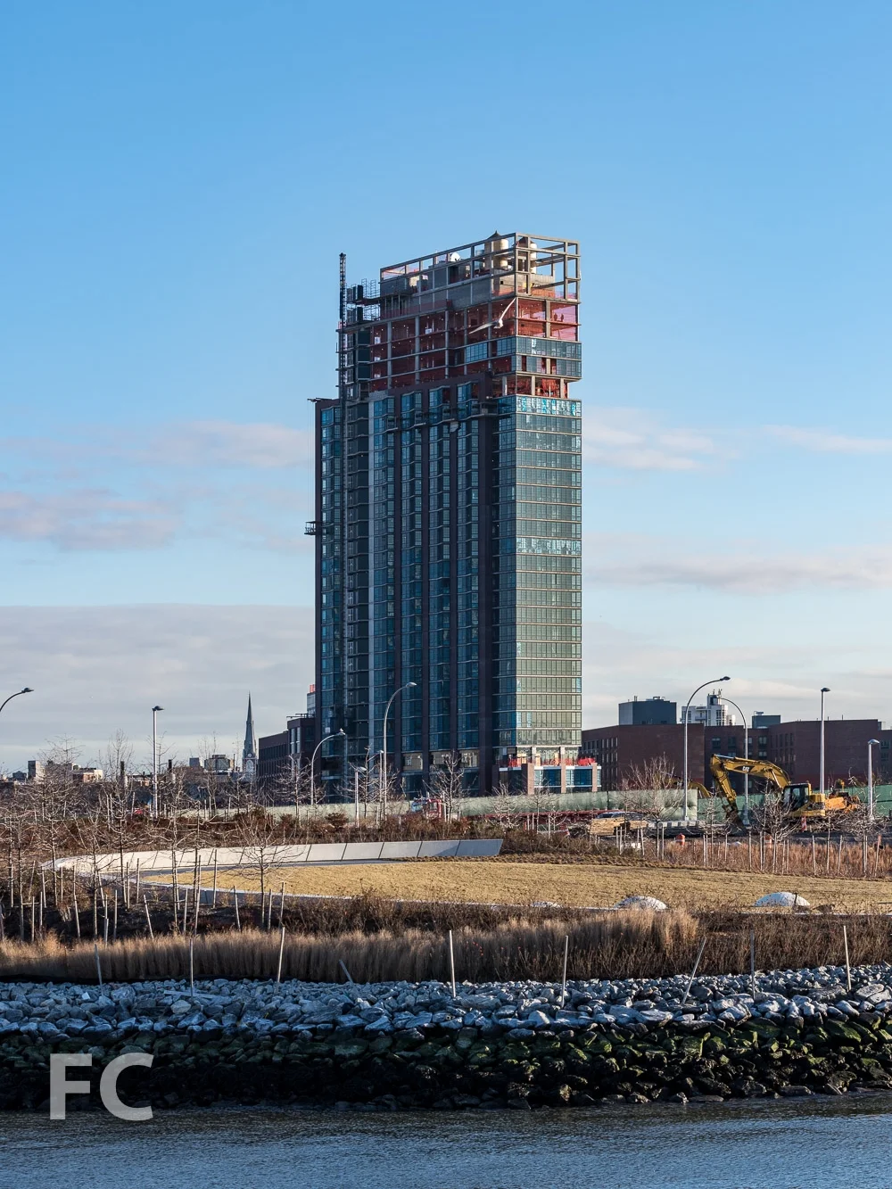 Northeast corner of 37 Blue Slip with Hunters Point South Park in the foreground.