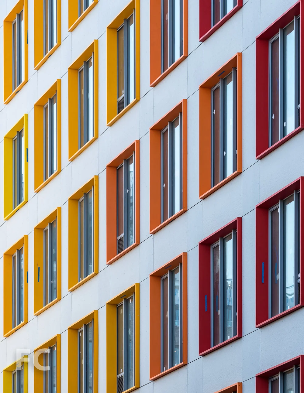 Close-up of the east facade.