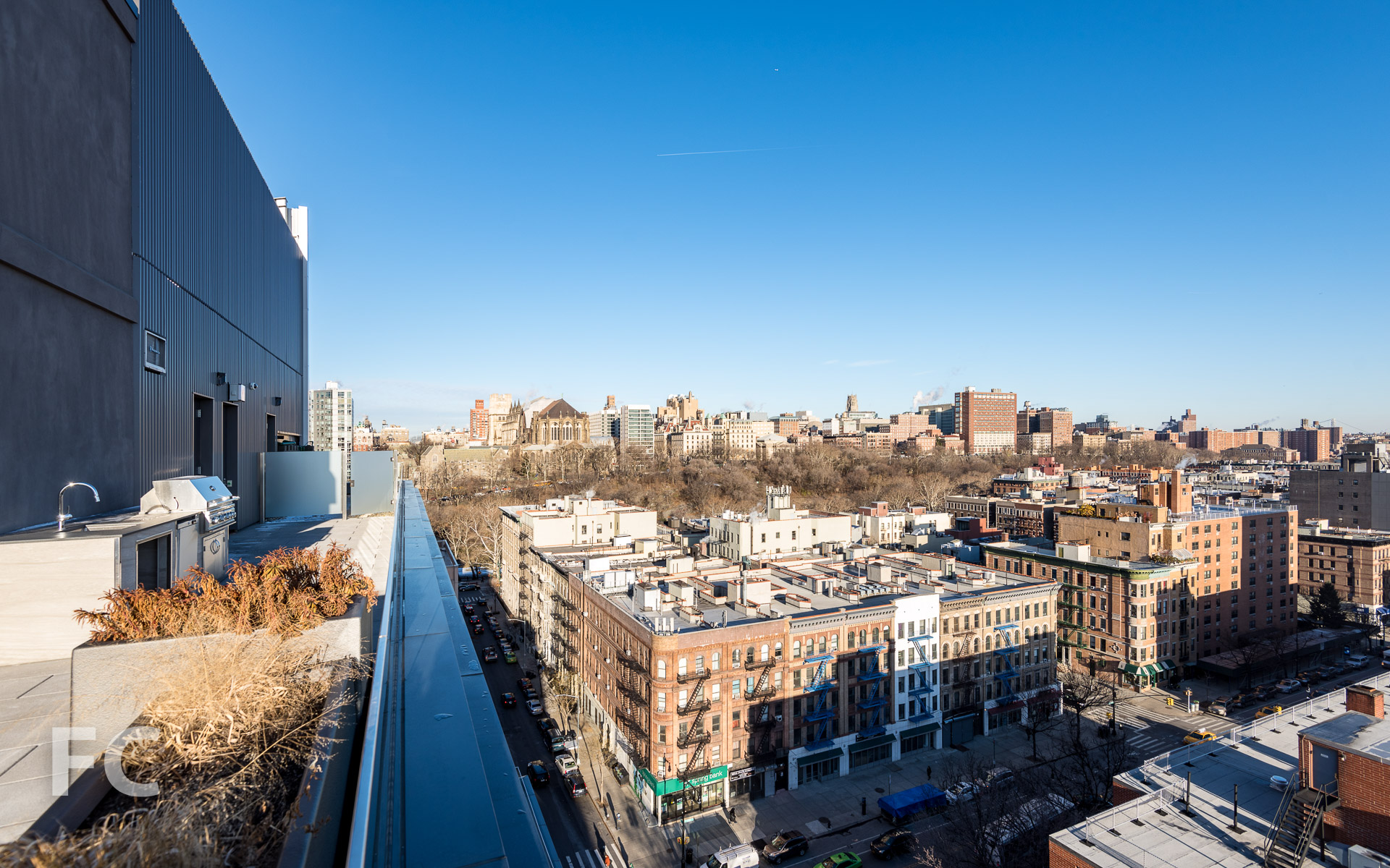 View to the northwest from the rooftop terrace.