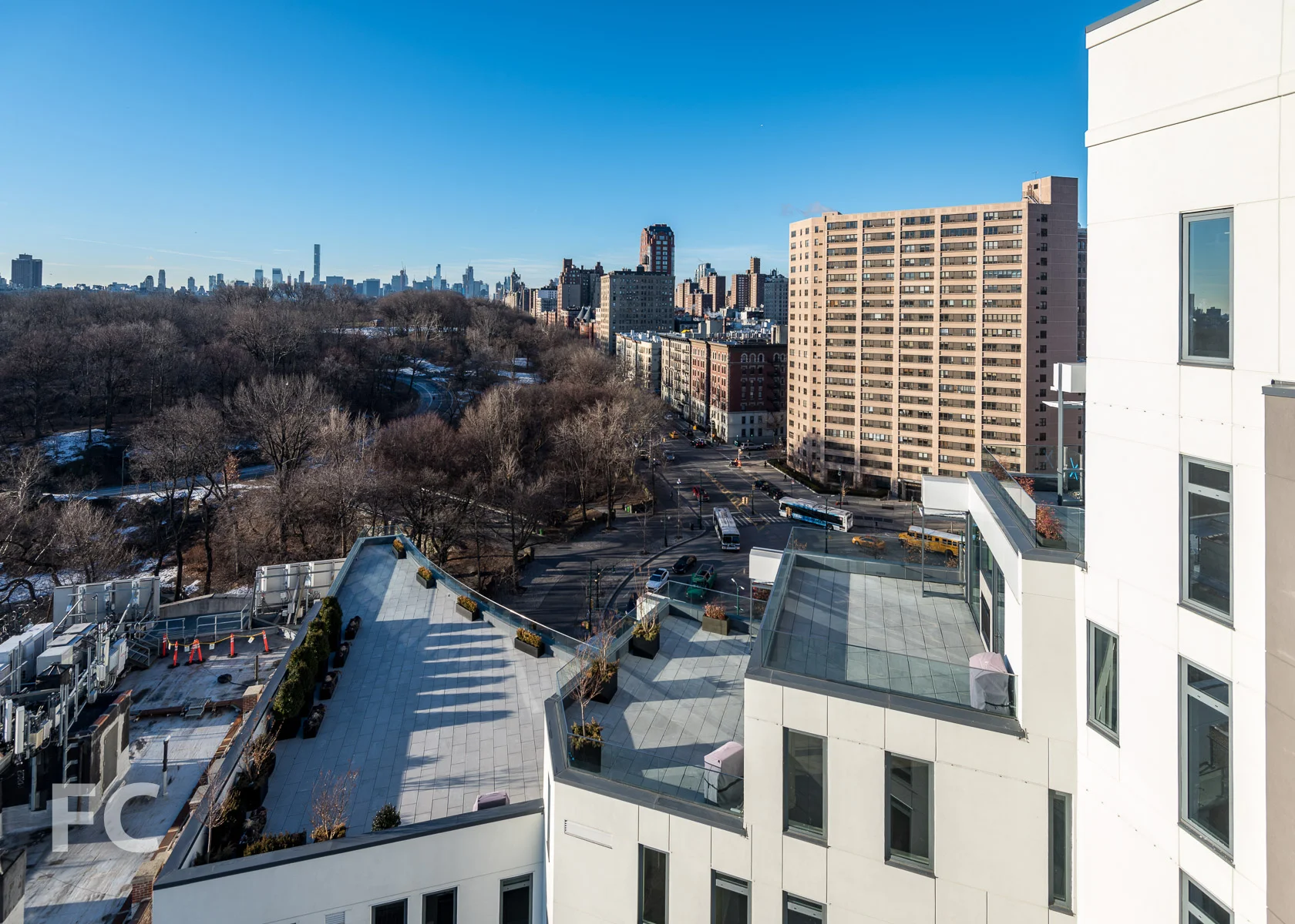 View to the south from the rooftop terrace.