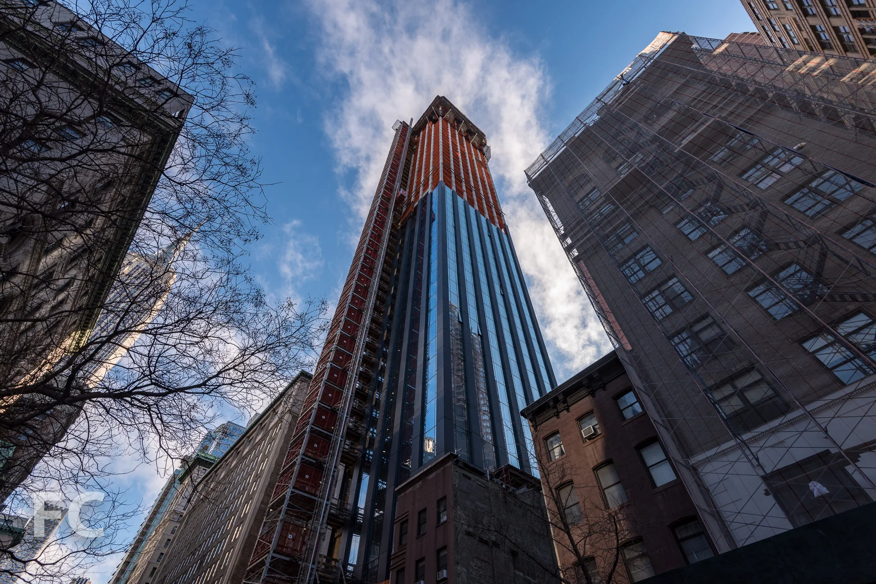 Looking up at the southwest corner.