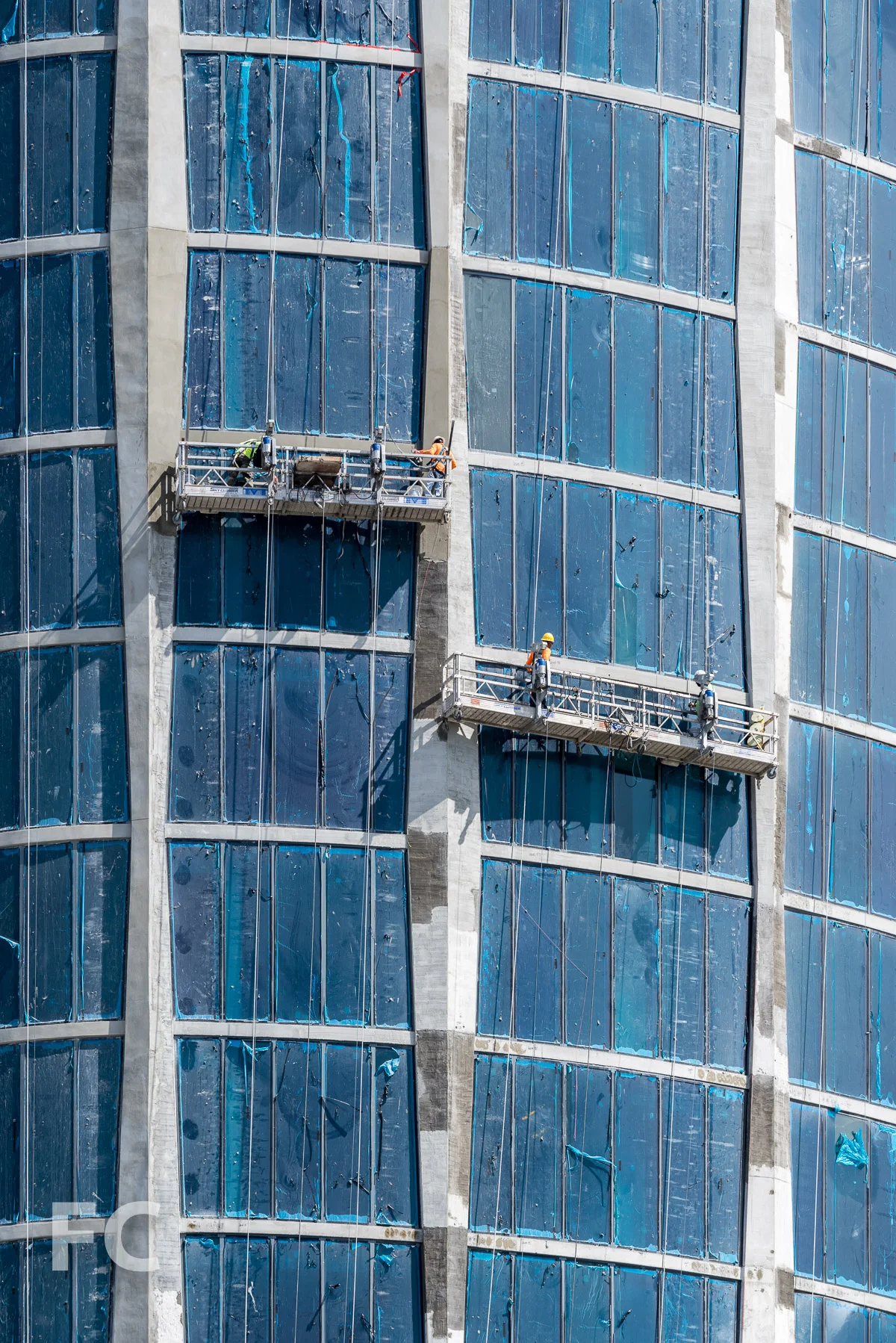 Close-up of the facade of Two Park Grove.
