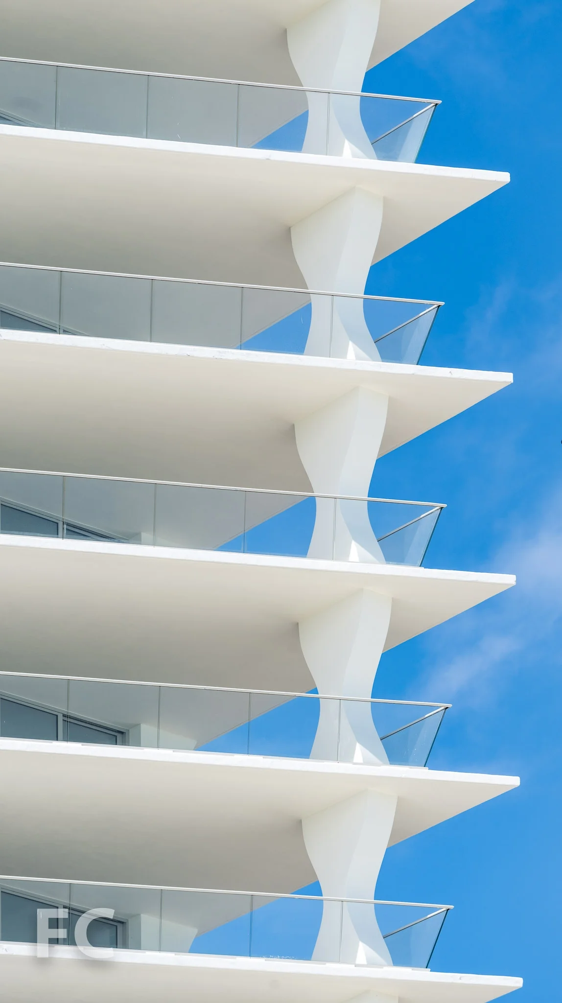 Close-up of the tower balconies.