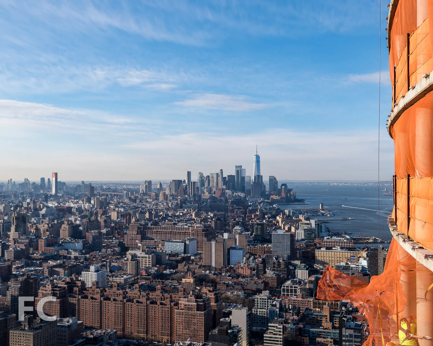 The view south towards Lower Manhattan from 15 Hudson Yards.