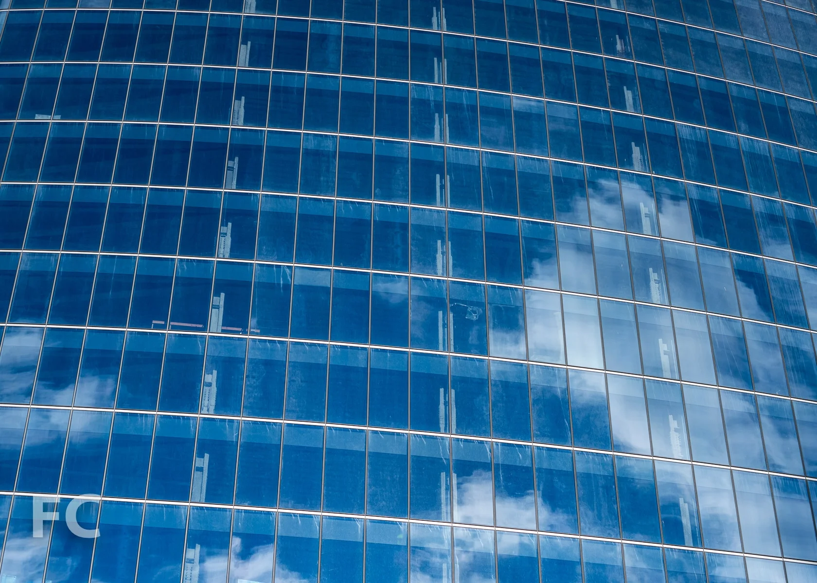 Close-up of the glass facade of One Manhattan West