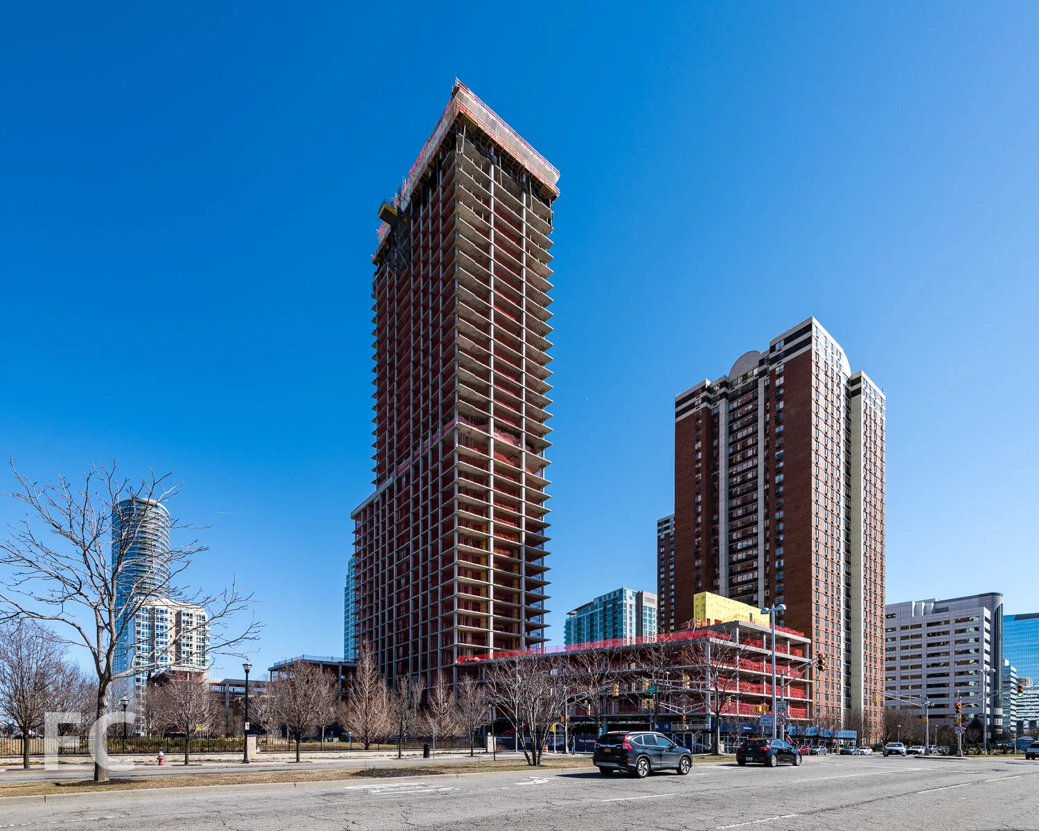 Northwest corner of 75 Park Lane from Washington Boulevard.