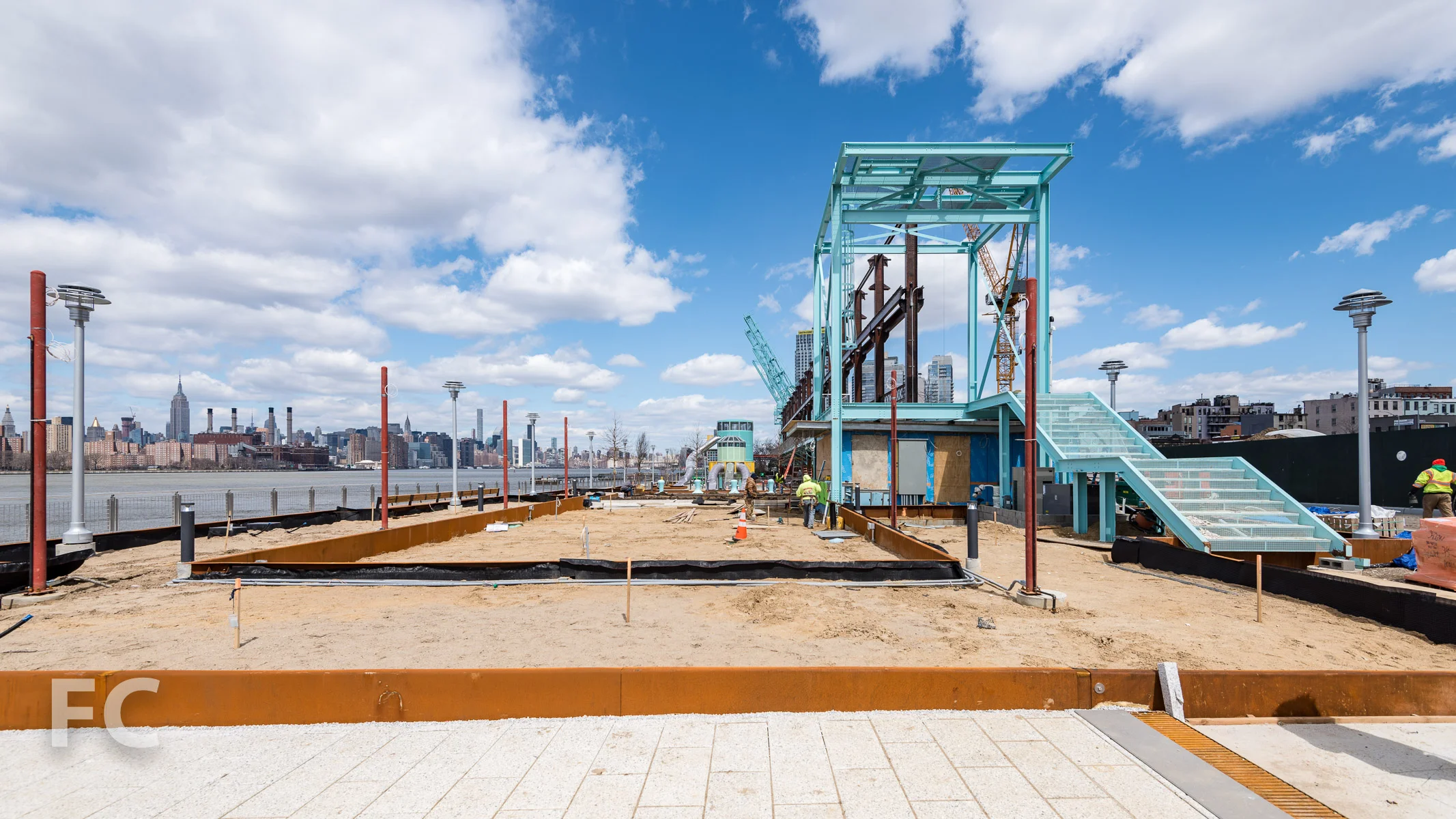 Crane platform and elevated walk.