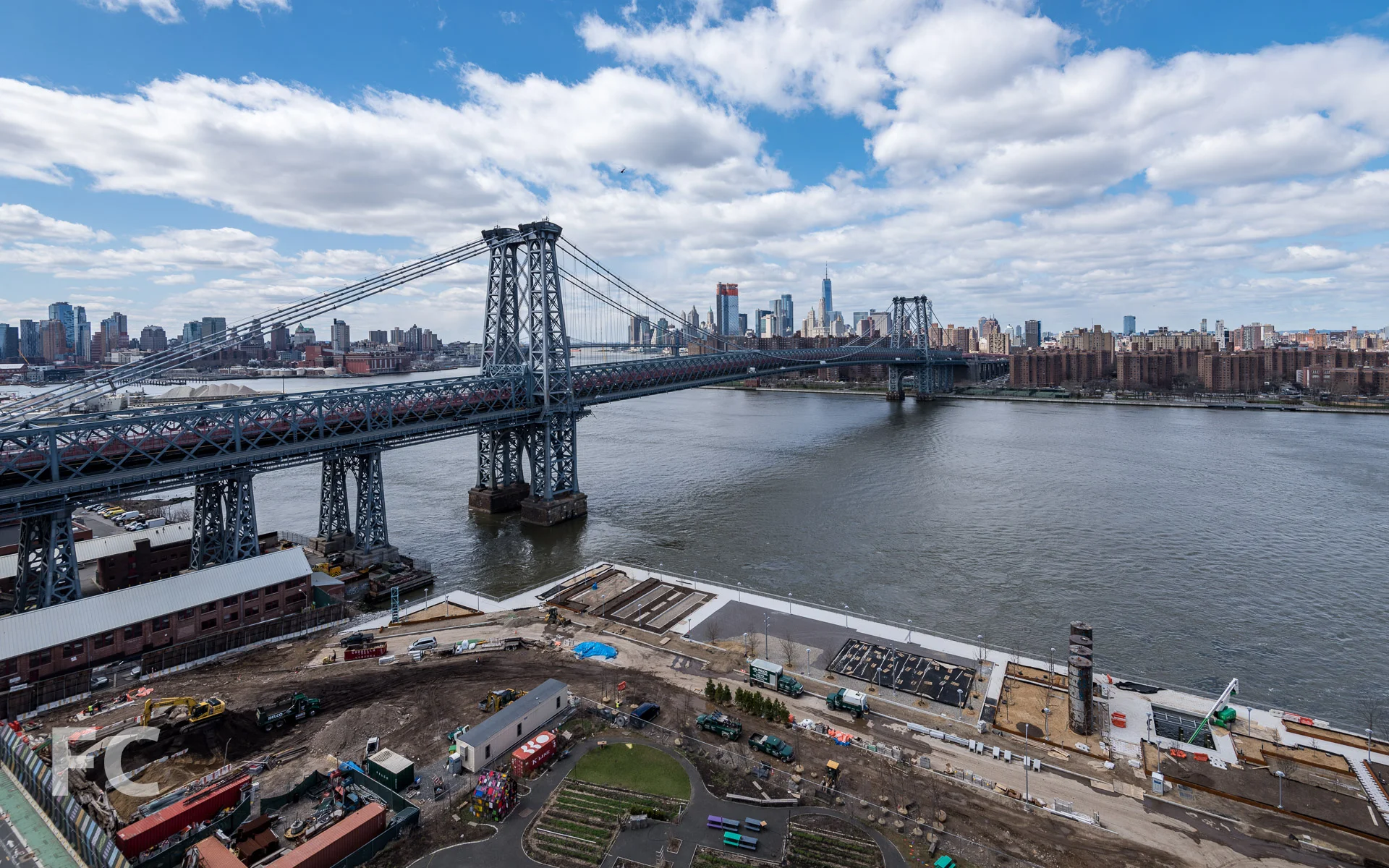 Southern half of the park from 325 Kent Avenue's rooftop amenity deck.