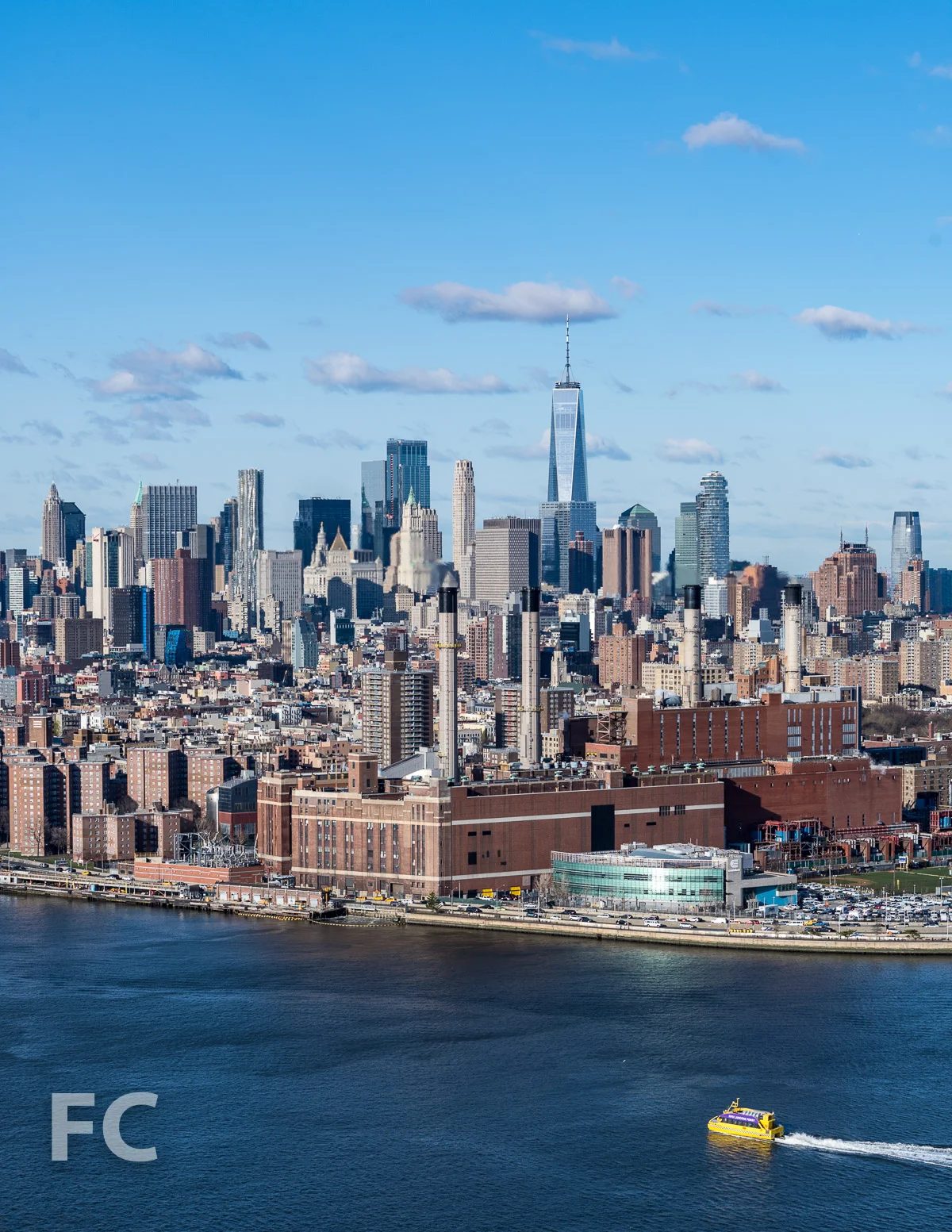 View of the Lower Manhattan skyline from the rooftop.