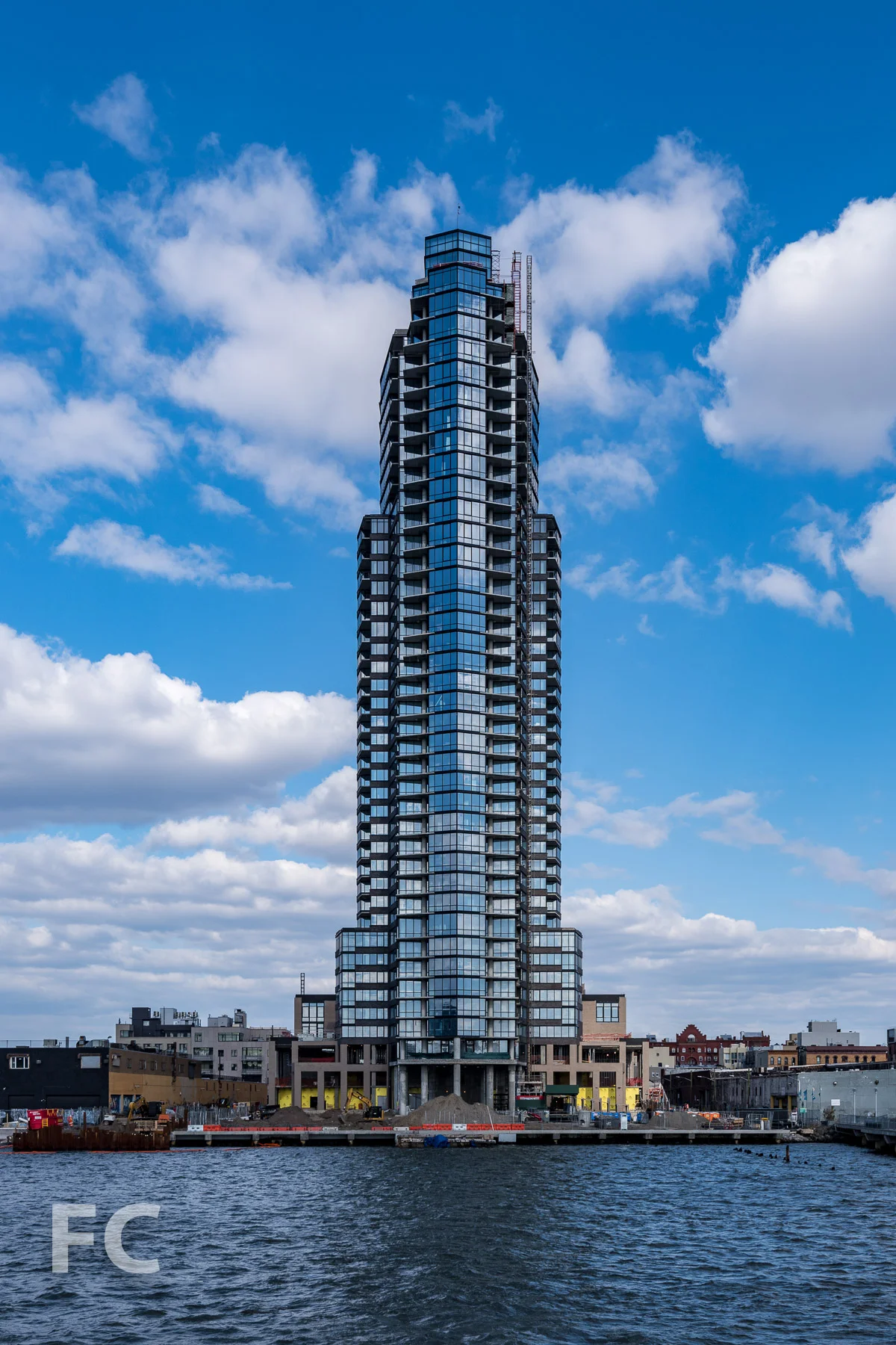 West elevation from the East River.