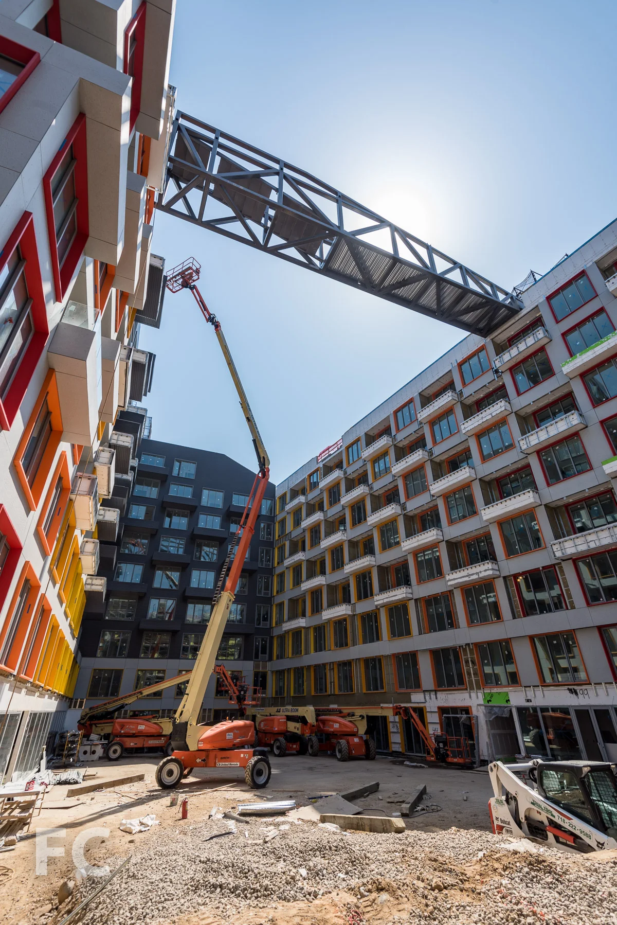 Bridge structure installed at the Montieth Street courtyard.